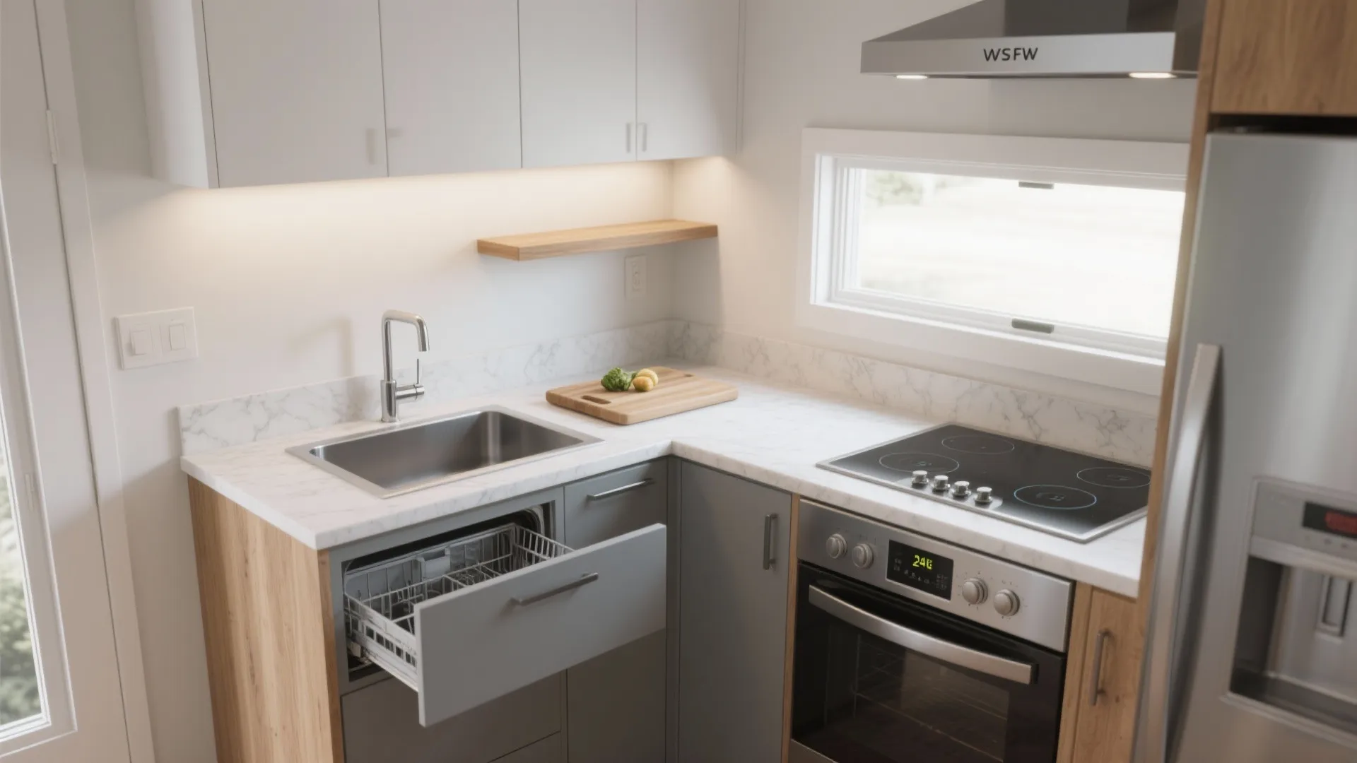 L-Shaped Micro-Kitchen that Works Like a Pro