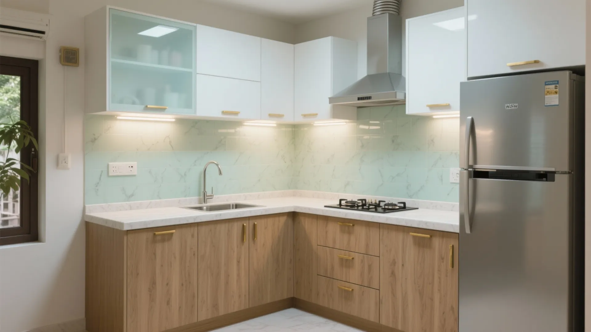 L-shaped small kitchen layout