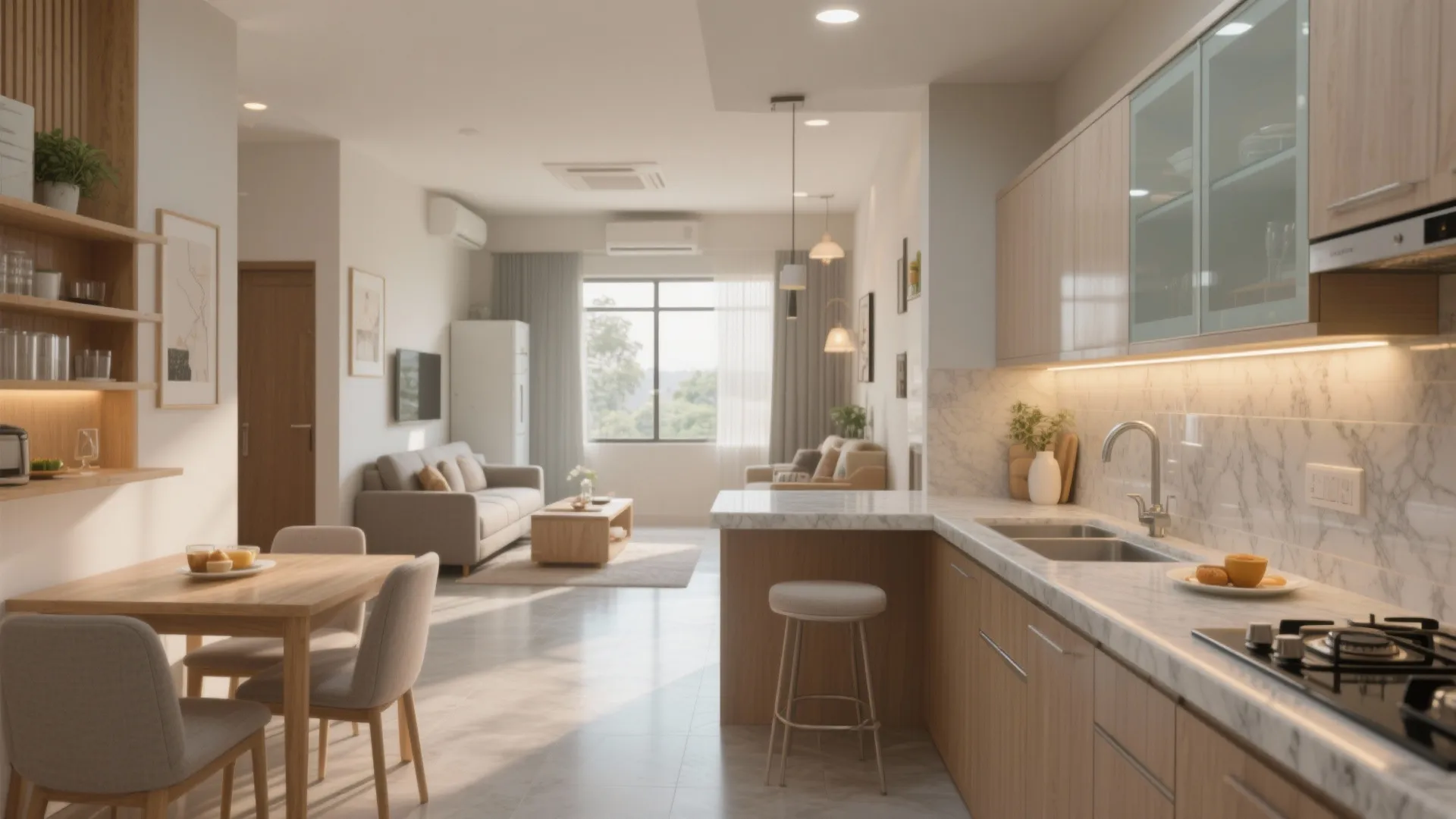 Open-plan flow with a hardworking L-shaped kitchen