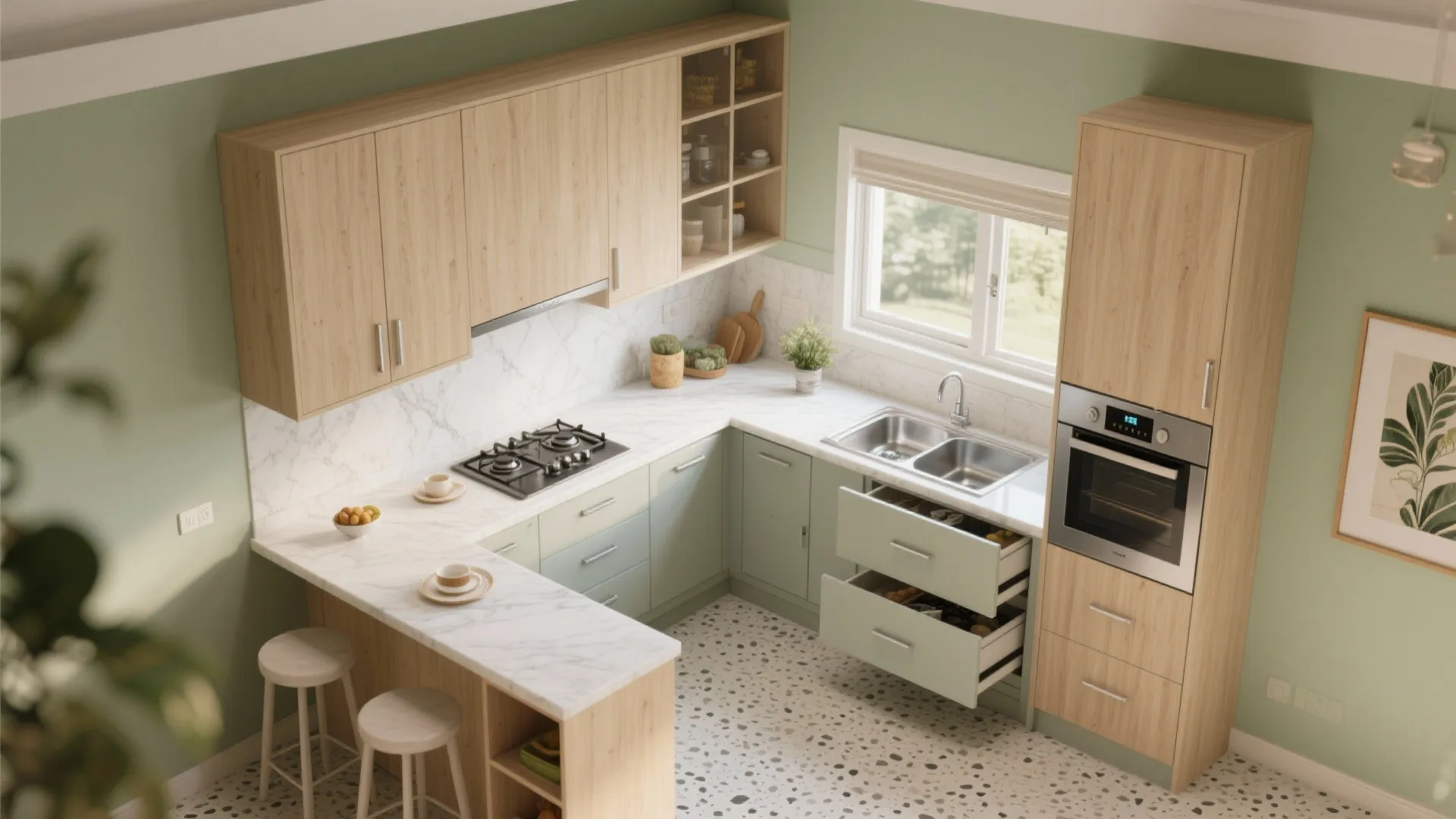 The Space-Savvy L-Shaped Kitchen with Tall Pantry