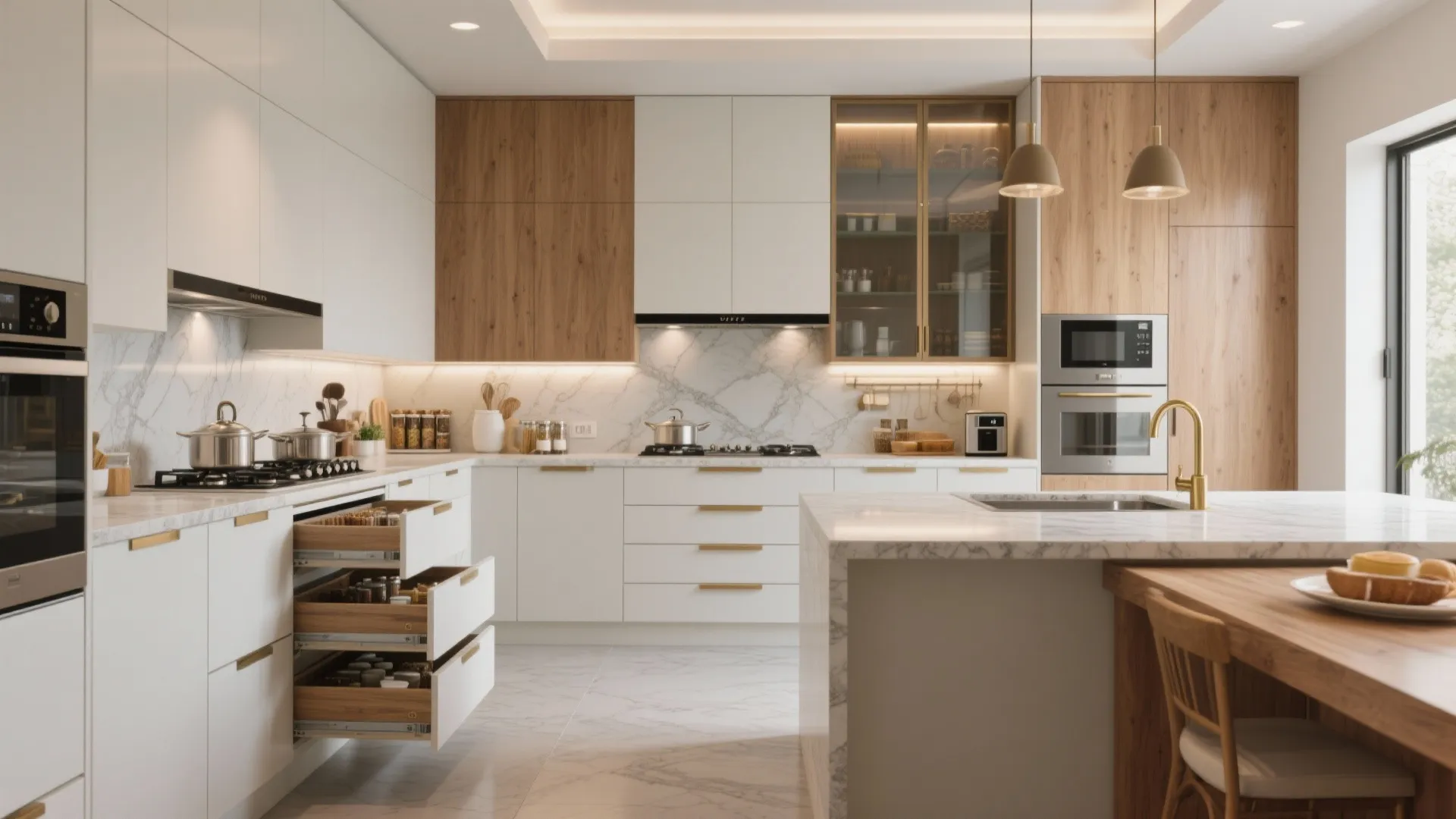 L-Shaped Kitchen With a Pantry Wall