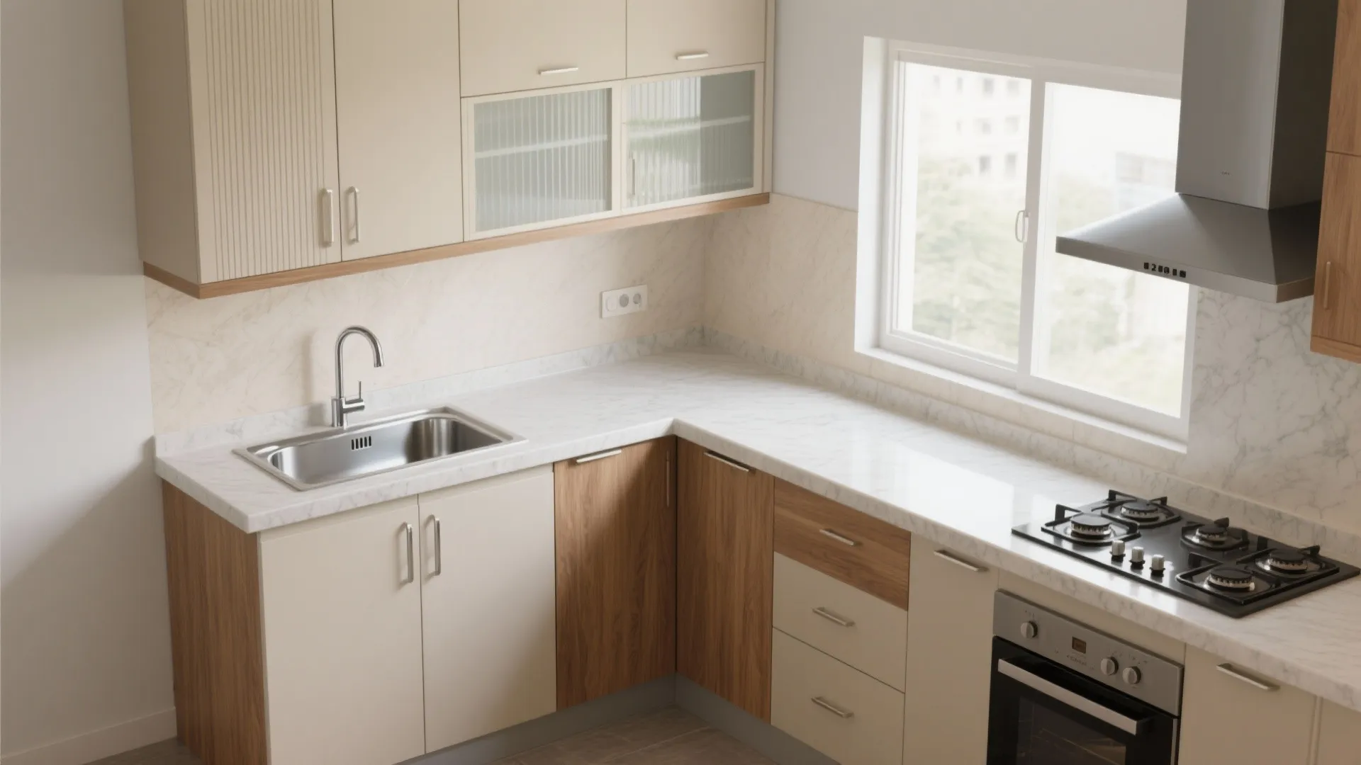 Space-smart modular kitchen for a 2 BHK