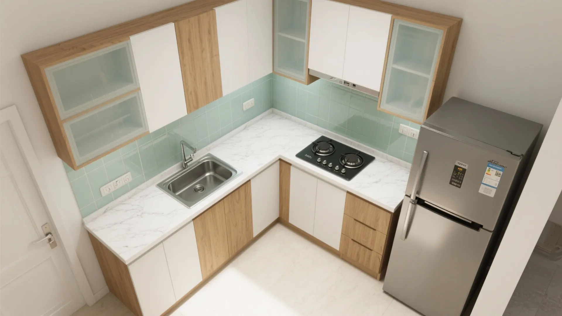 L-shaped small kitchen layout