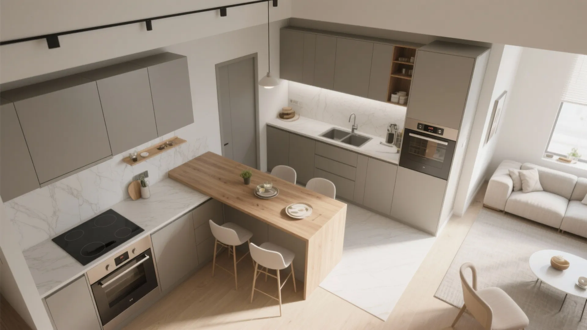 3. Pick an L-shaped kitchen with a slim peninsula
