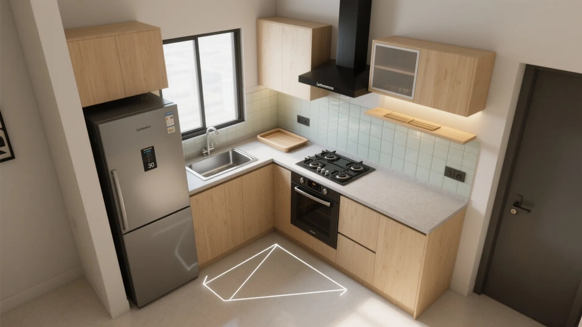 L-shaped small kitchen layout that works