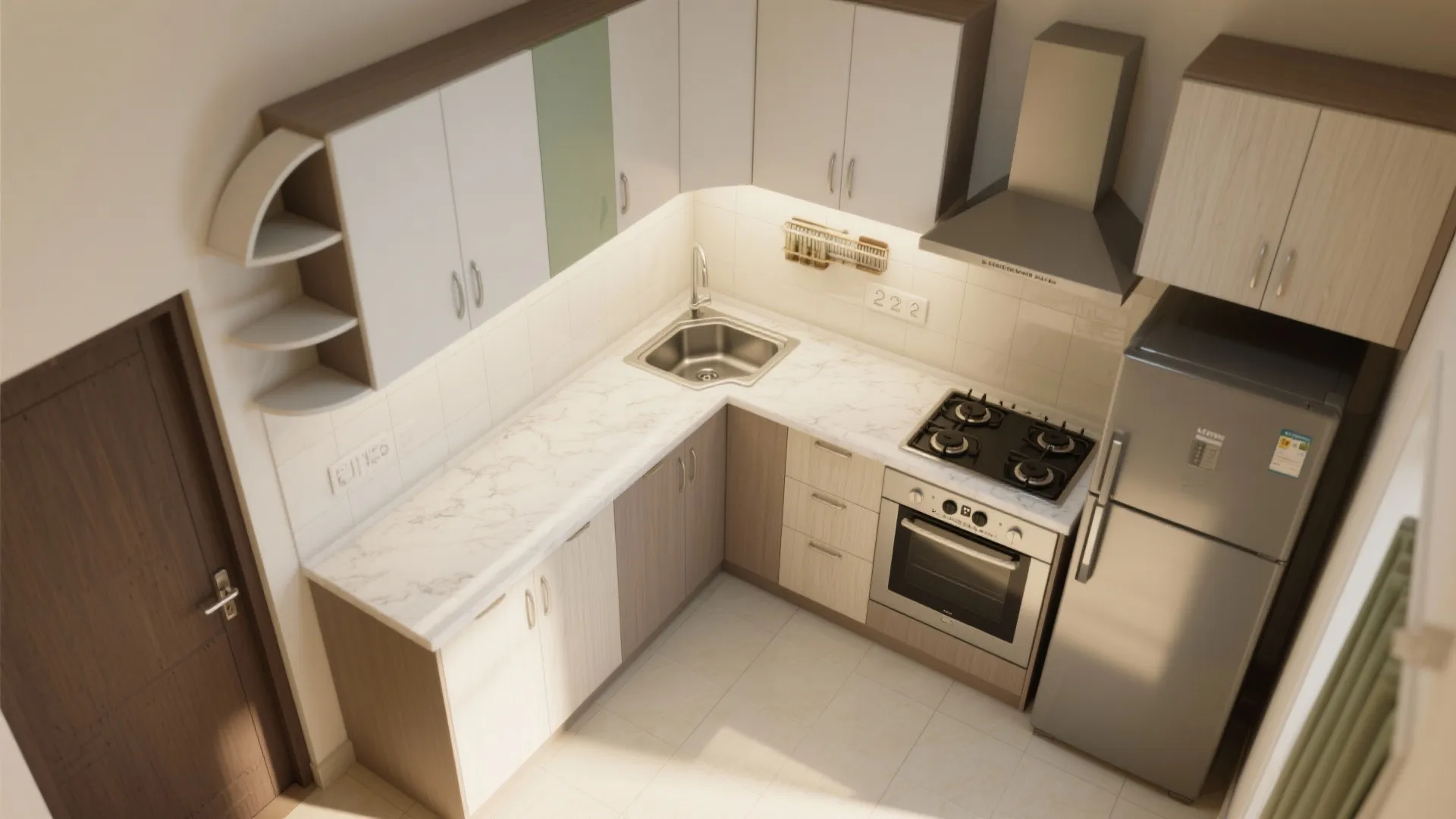L-shaped small kitchen layout