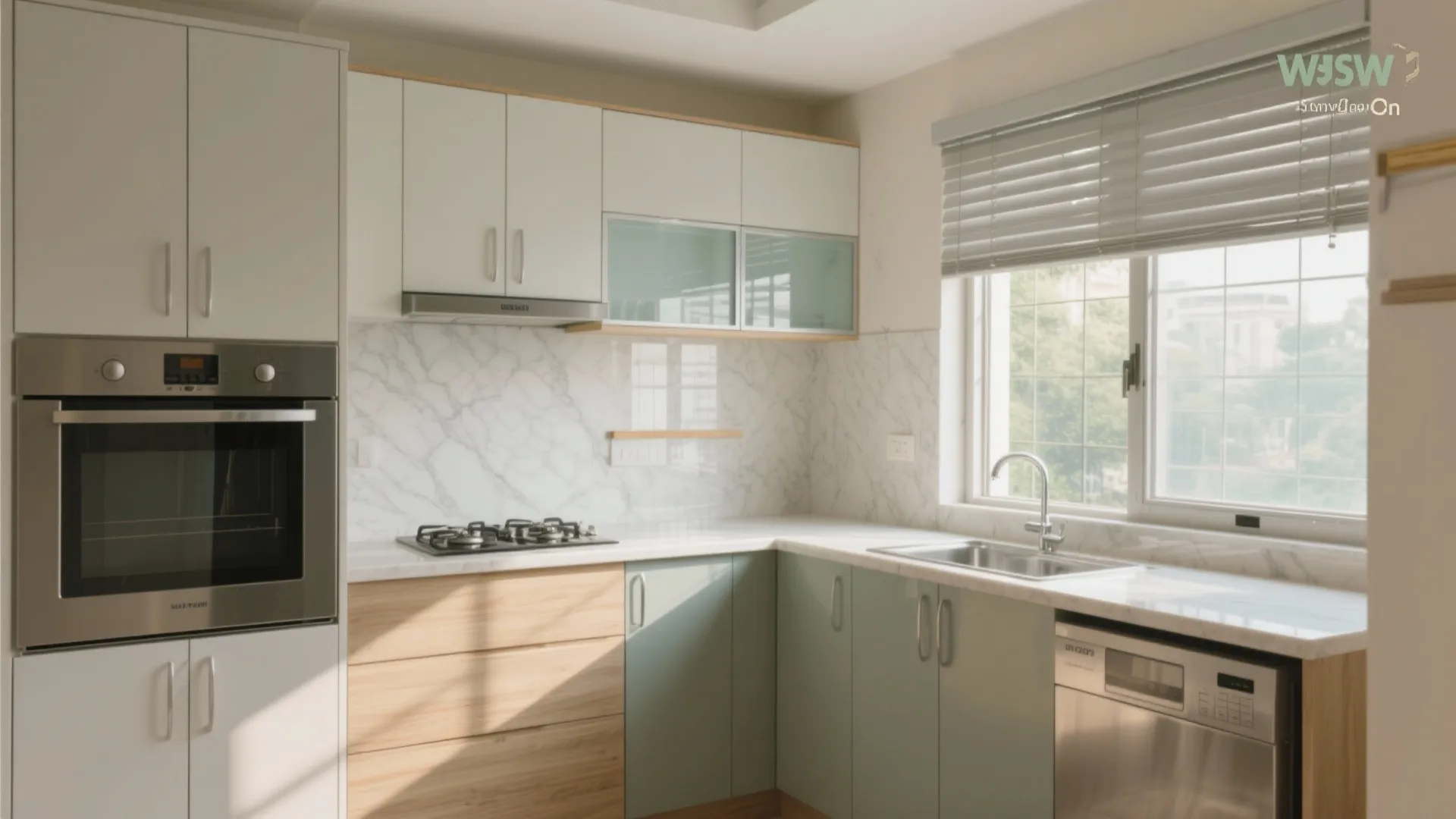 Minimalist Kitchen Storage with an L-shaped Plan