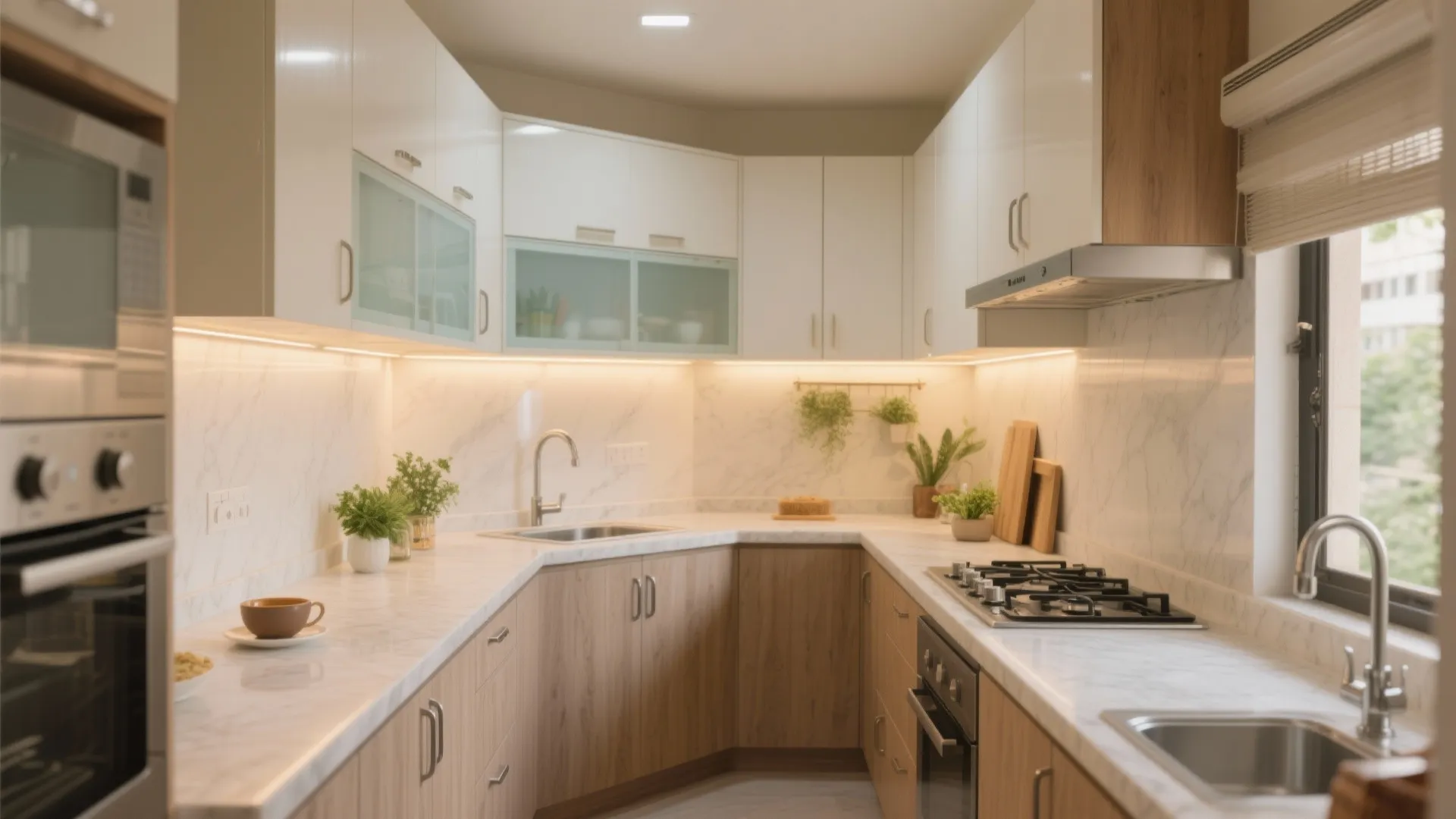 L-Shaped Kitchen That Works Hard in a 2 BHK