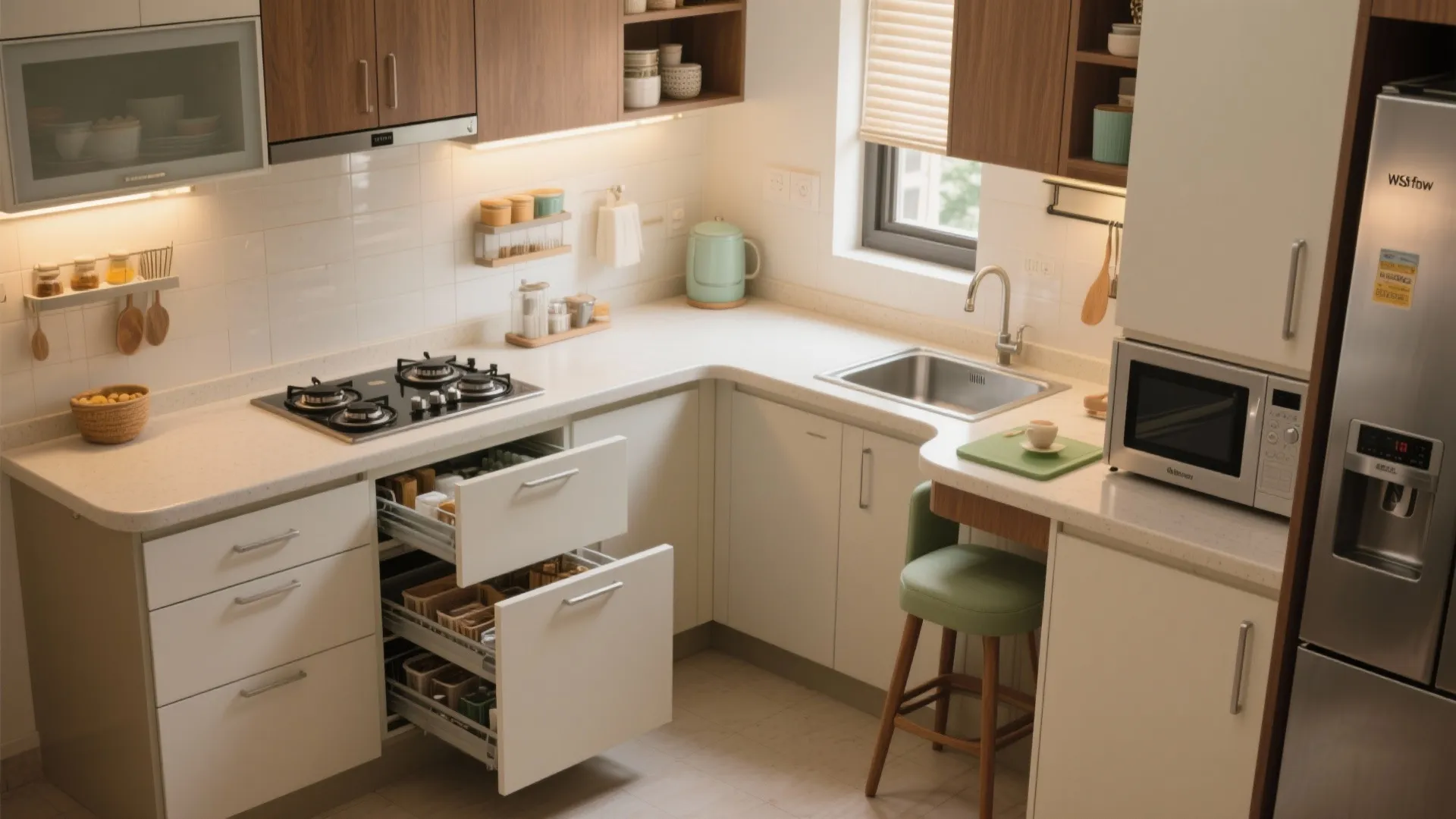 Comfort-First L-Shaped Kitchens With Round Corners