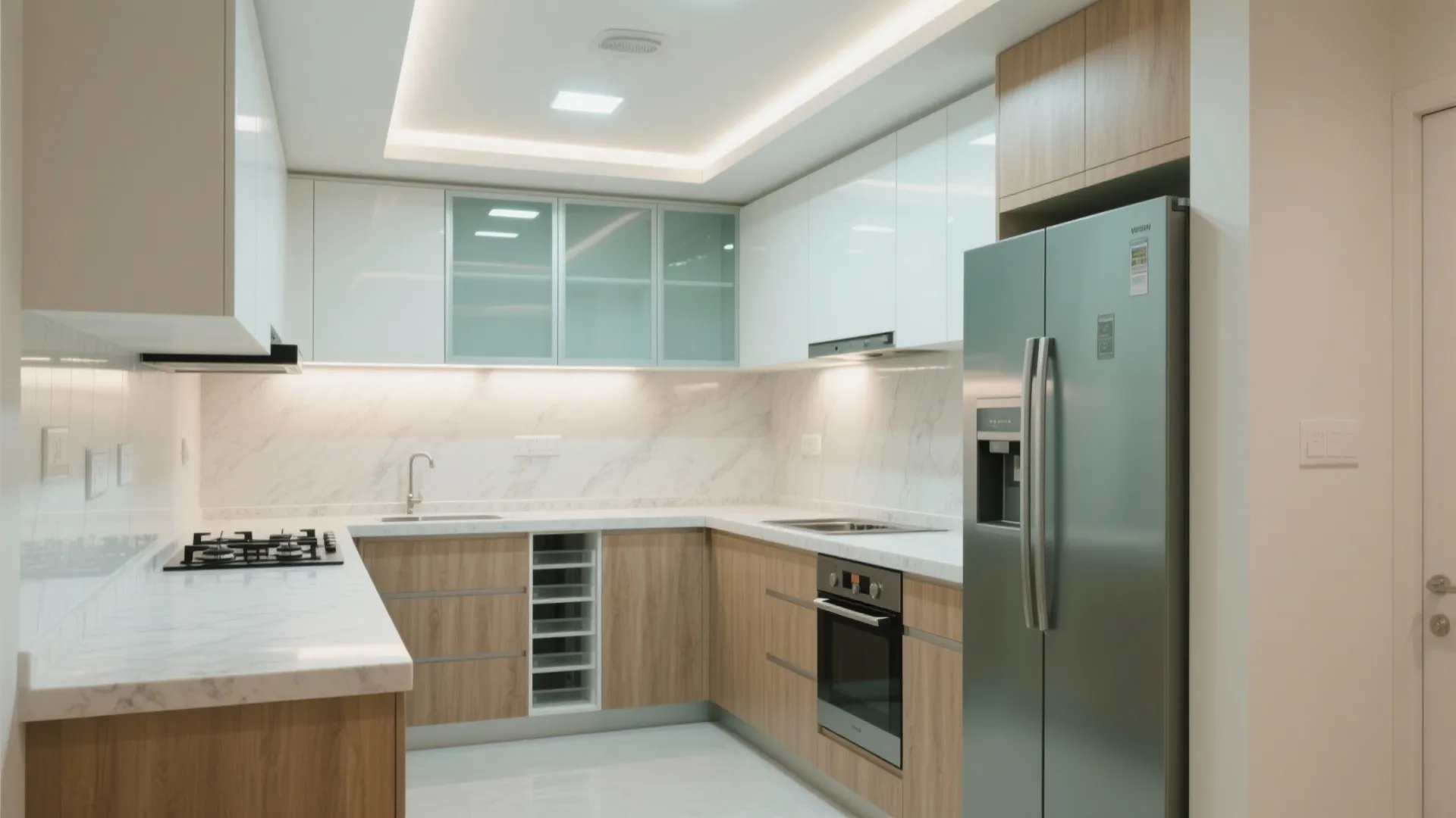 Kitchen that works: L-shaped or galley with vertical storage