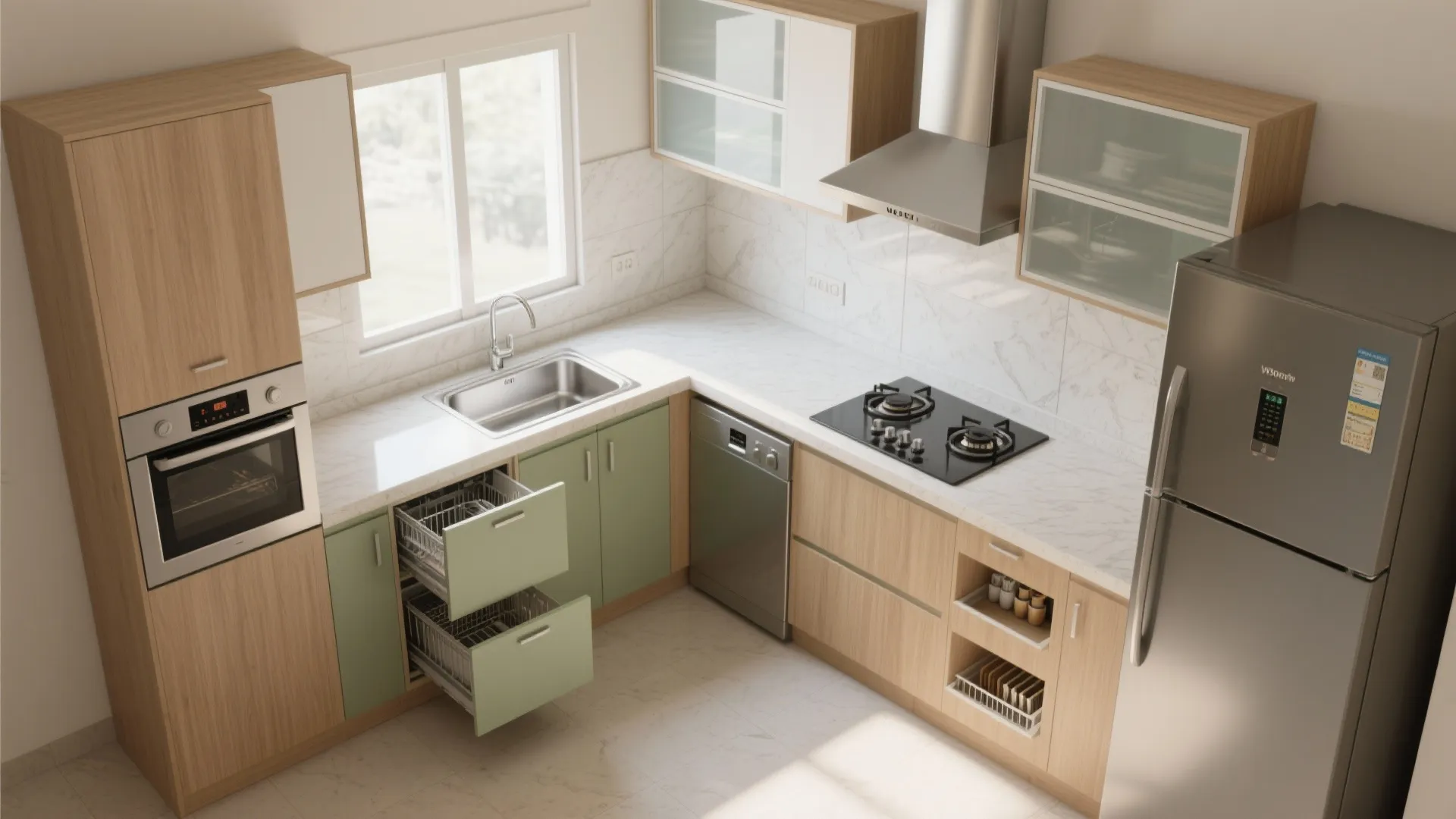 Space-smart modular kitchen with real-life ergonomics