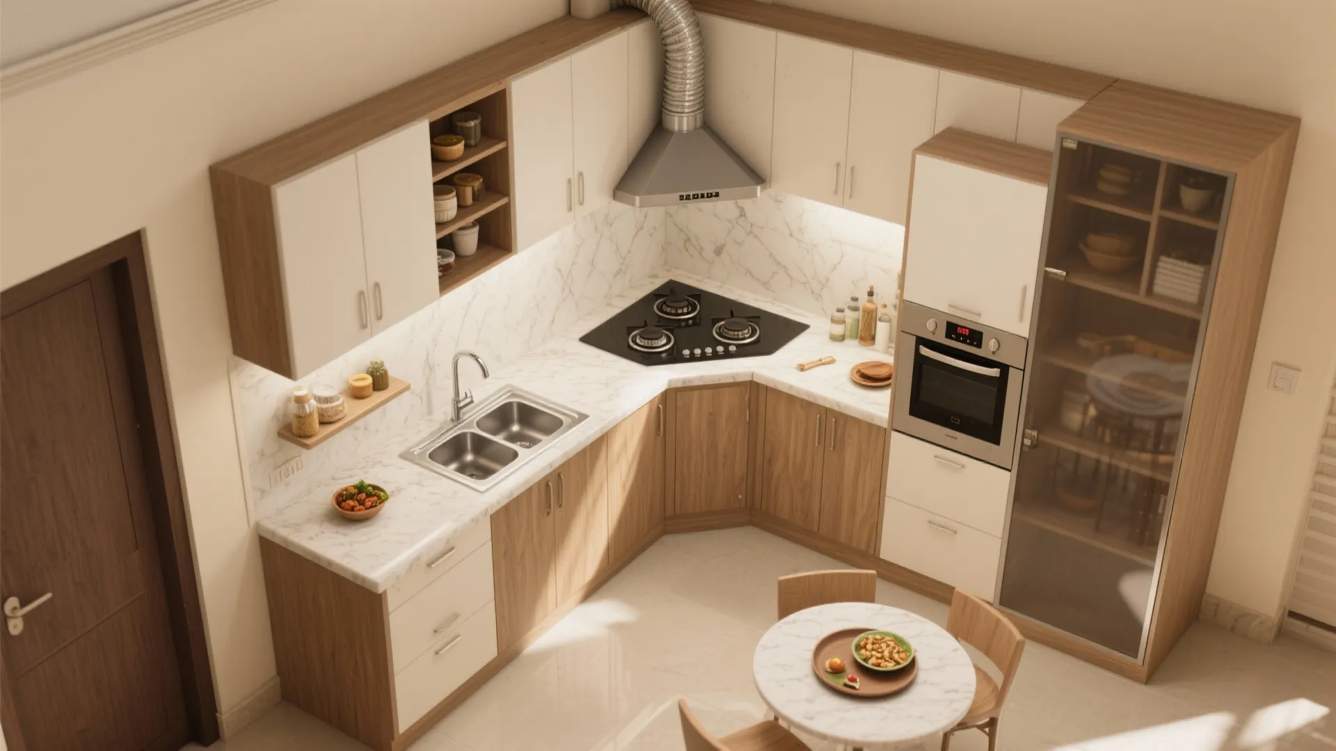 L-Shaped Kitchen With Vertical Storage