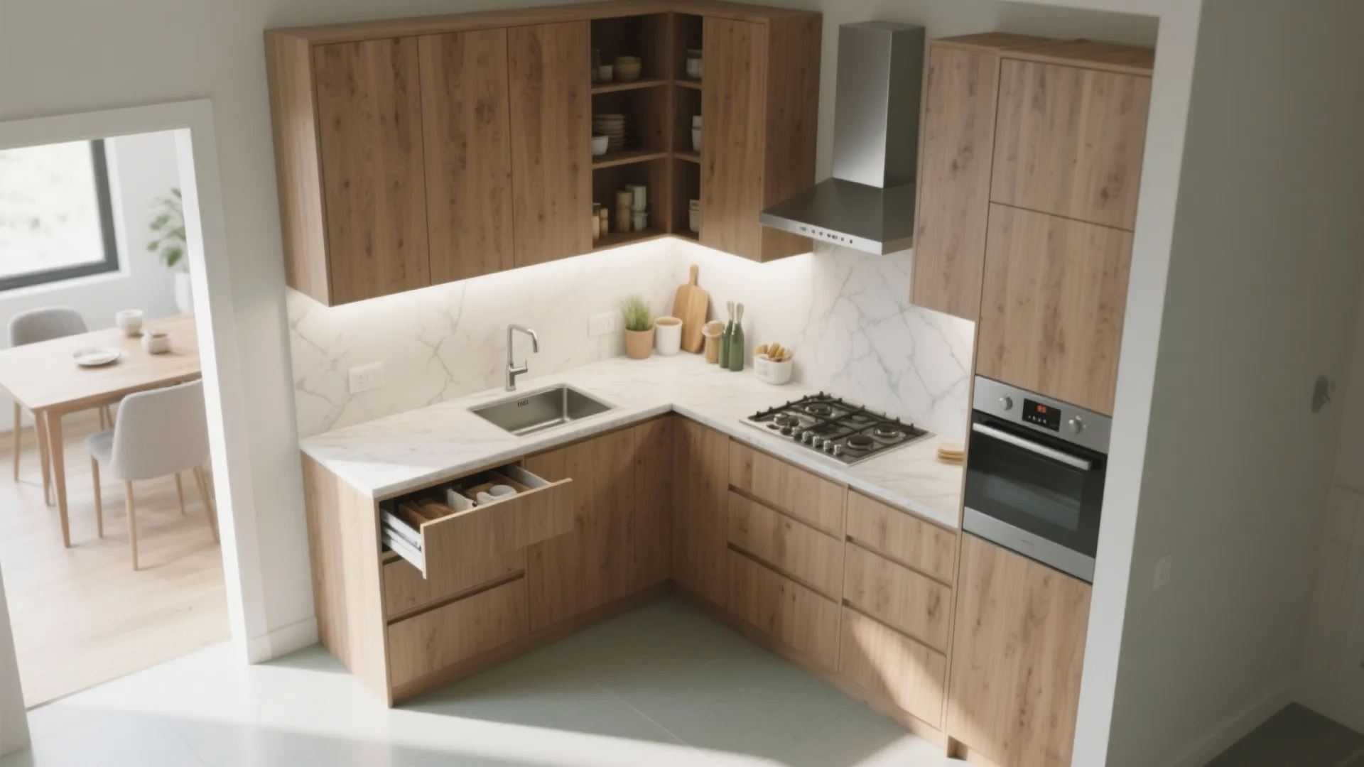 L-Shaped Kitchen That Works Hard (and Tall)