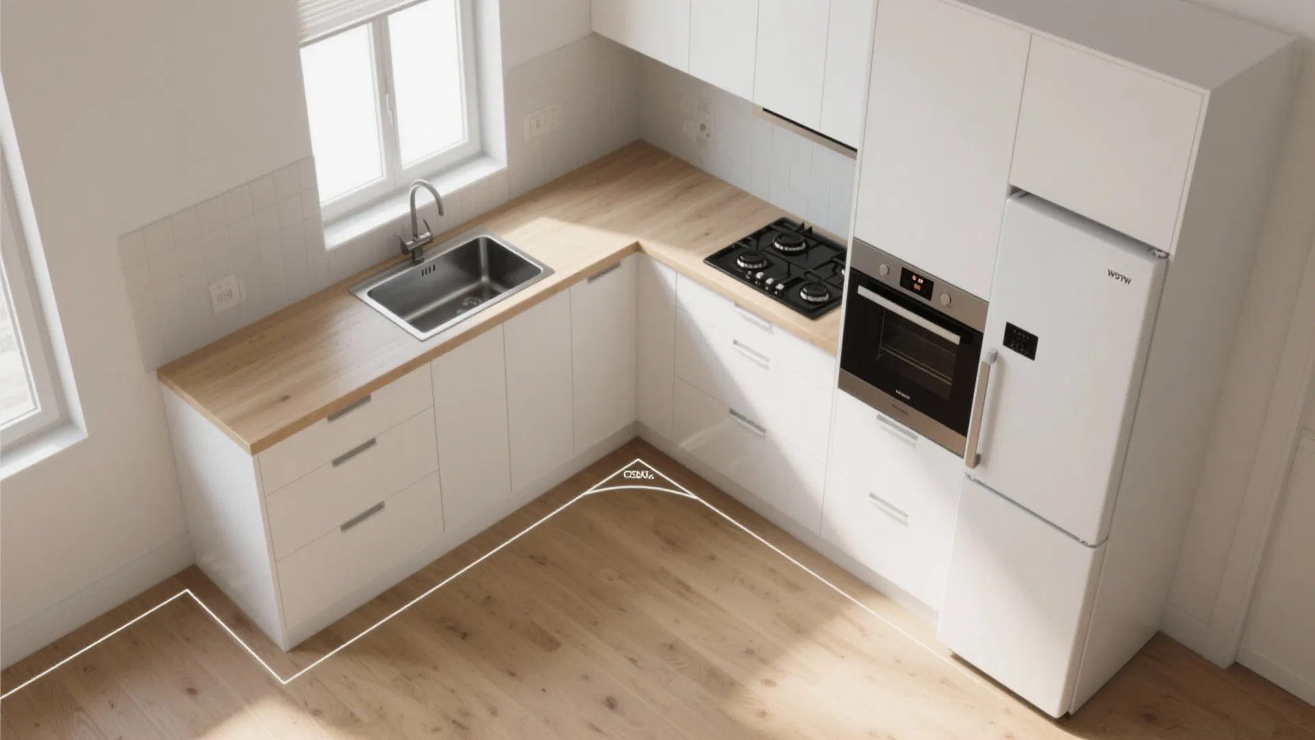 L-shaped kitchen and a smarter work triangle