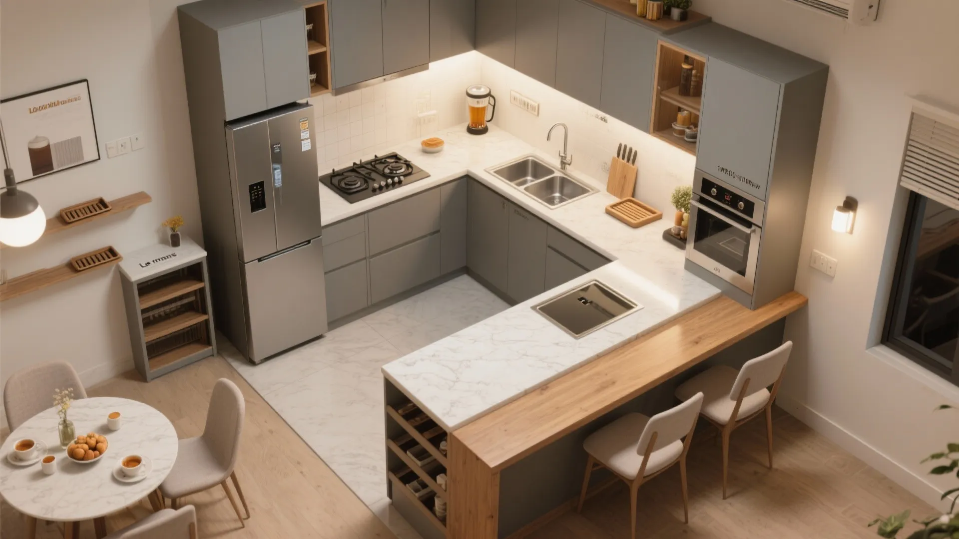 L-Shaped Kitchen-Dining That Multitasks
