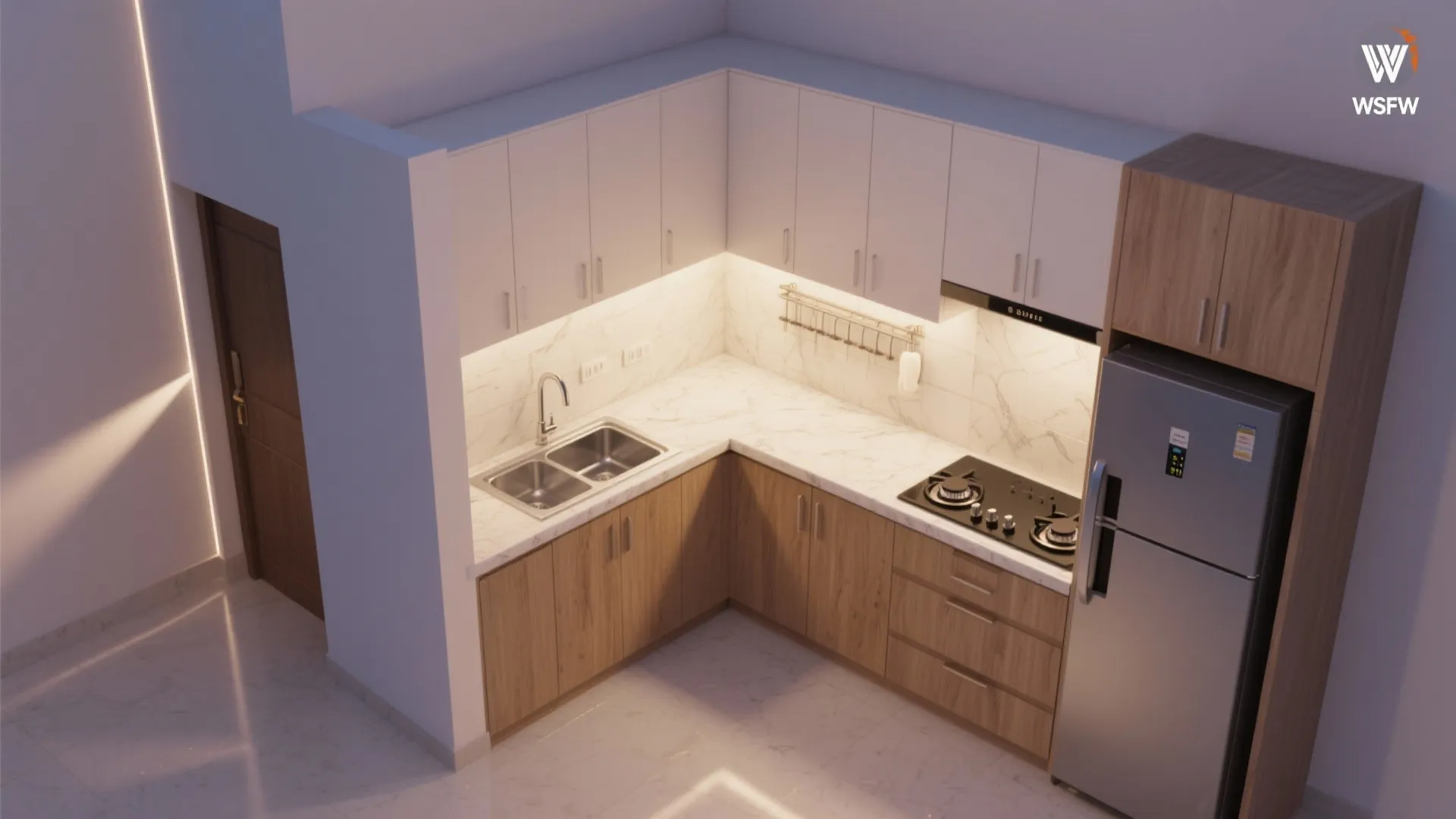 1) L-shaped kitchen that breathes in a small footprint