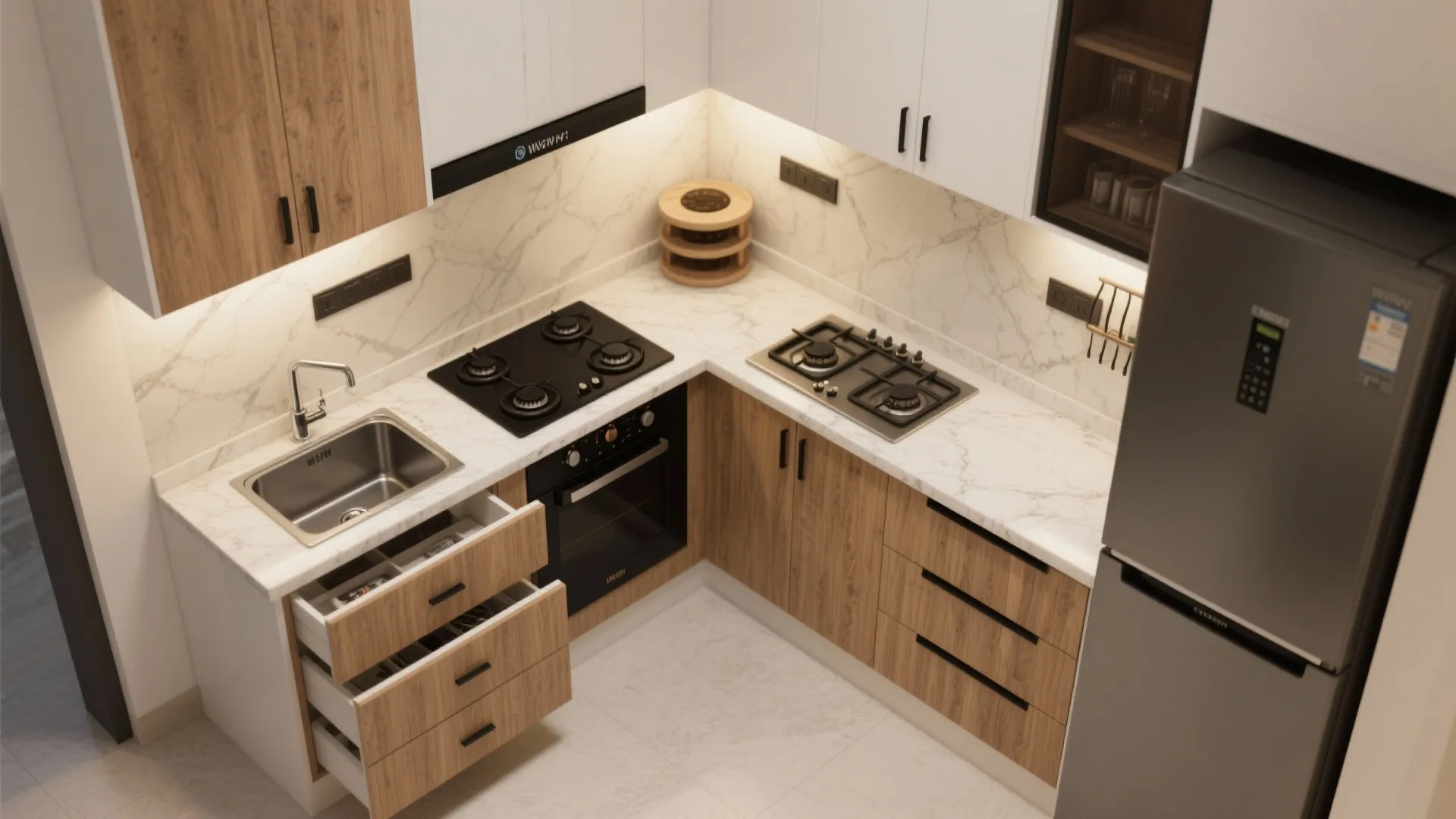 L-Shaped Kitchen That Frees Up Counters