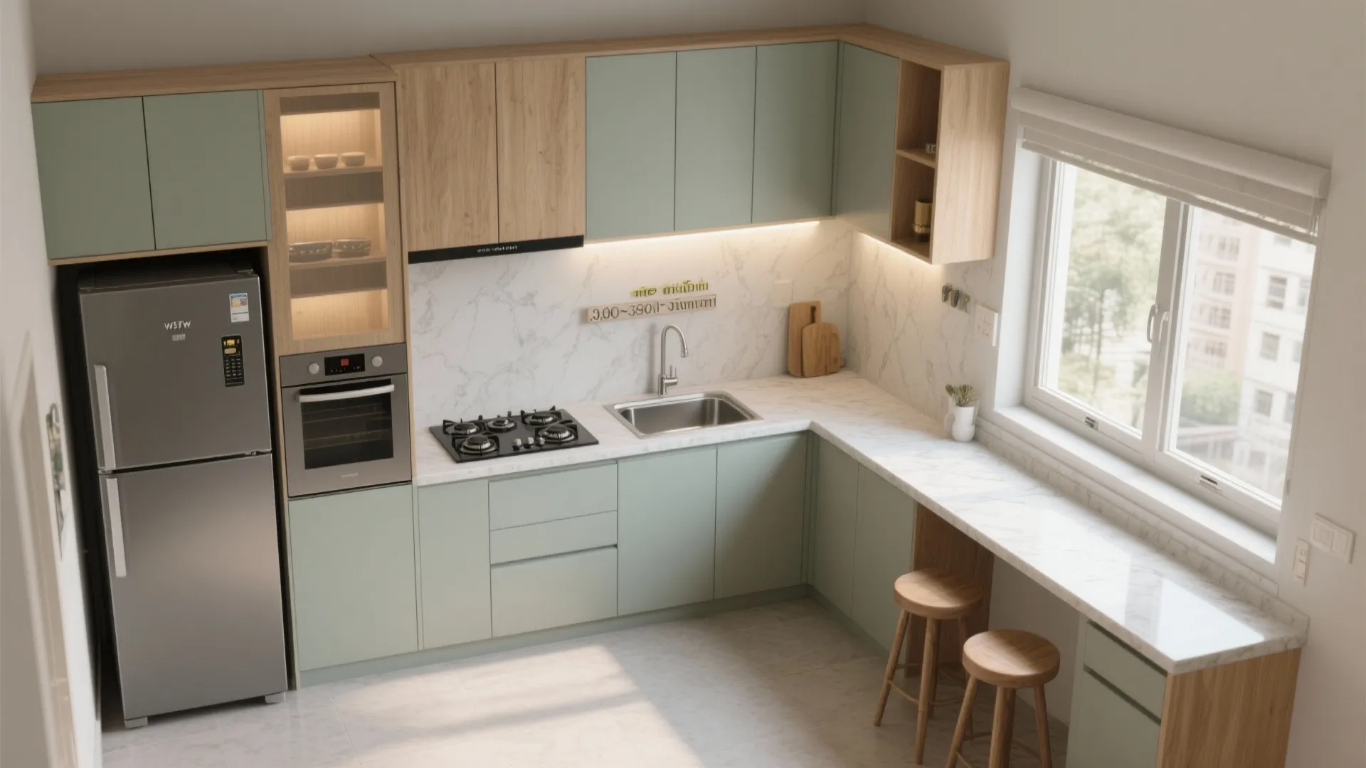 L-Shaped Kitchen With a Breakfast Ledge