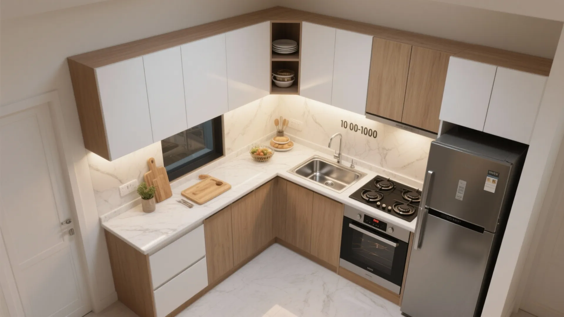 L-shaped small kitchen layout for New Town living
