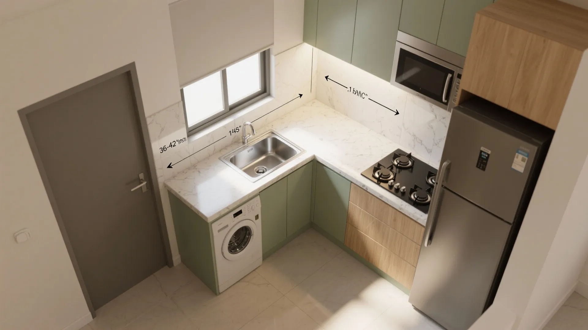 Compact L-Shaped Kitchen that Works Hard