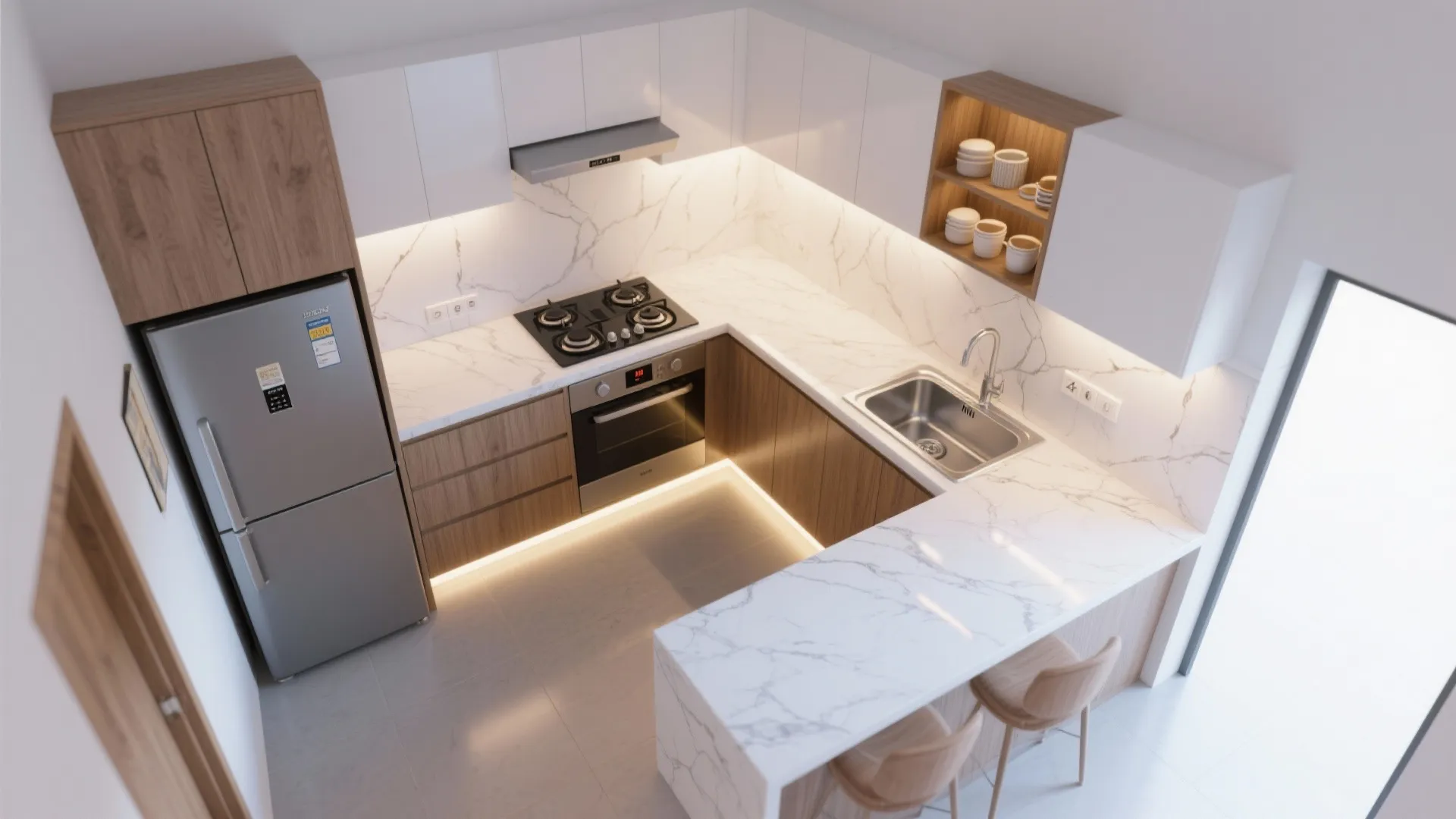L-Shaped Kitchen That Works Hard
