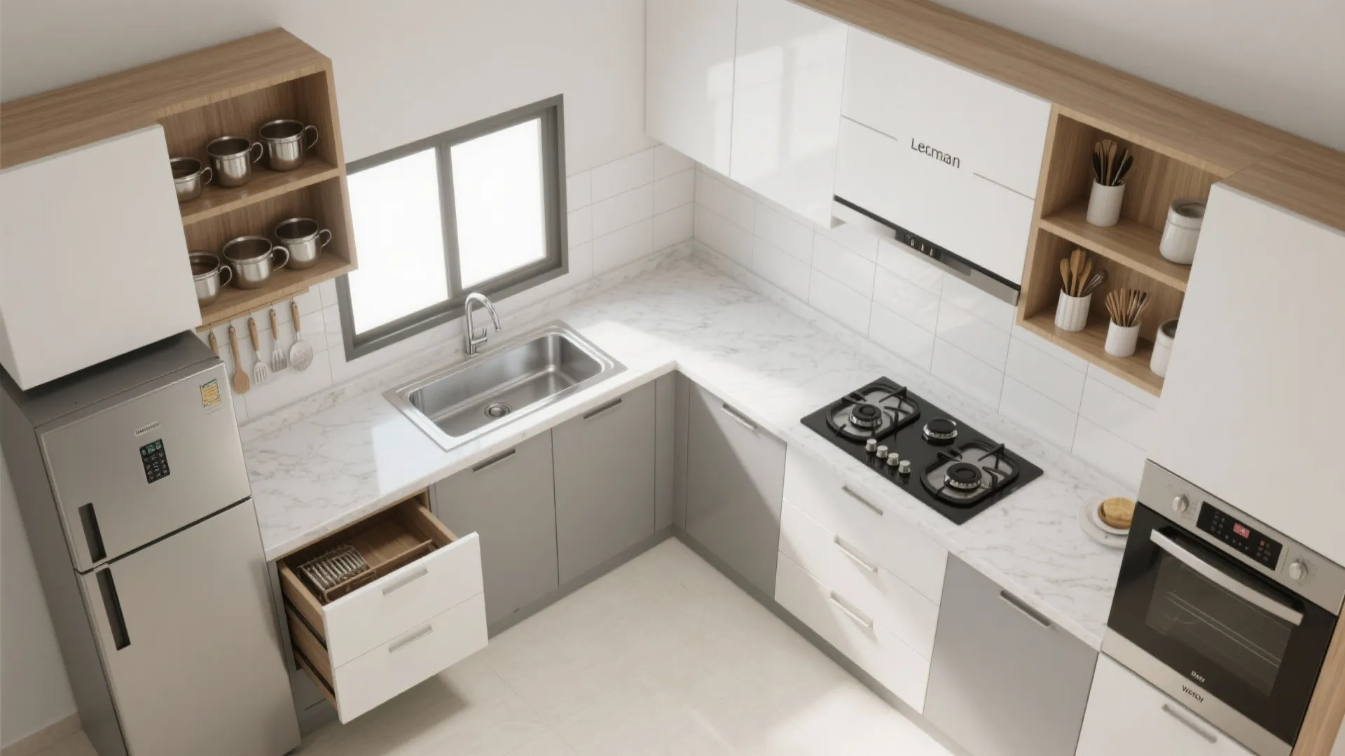 L-shaped kitchen efficiency for compact footprints