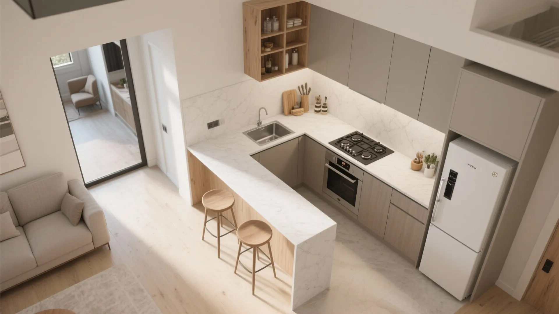 L-Shaped Kitchen with a Convertible Peninsula
