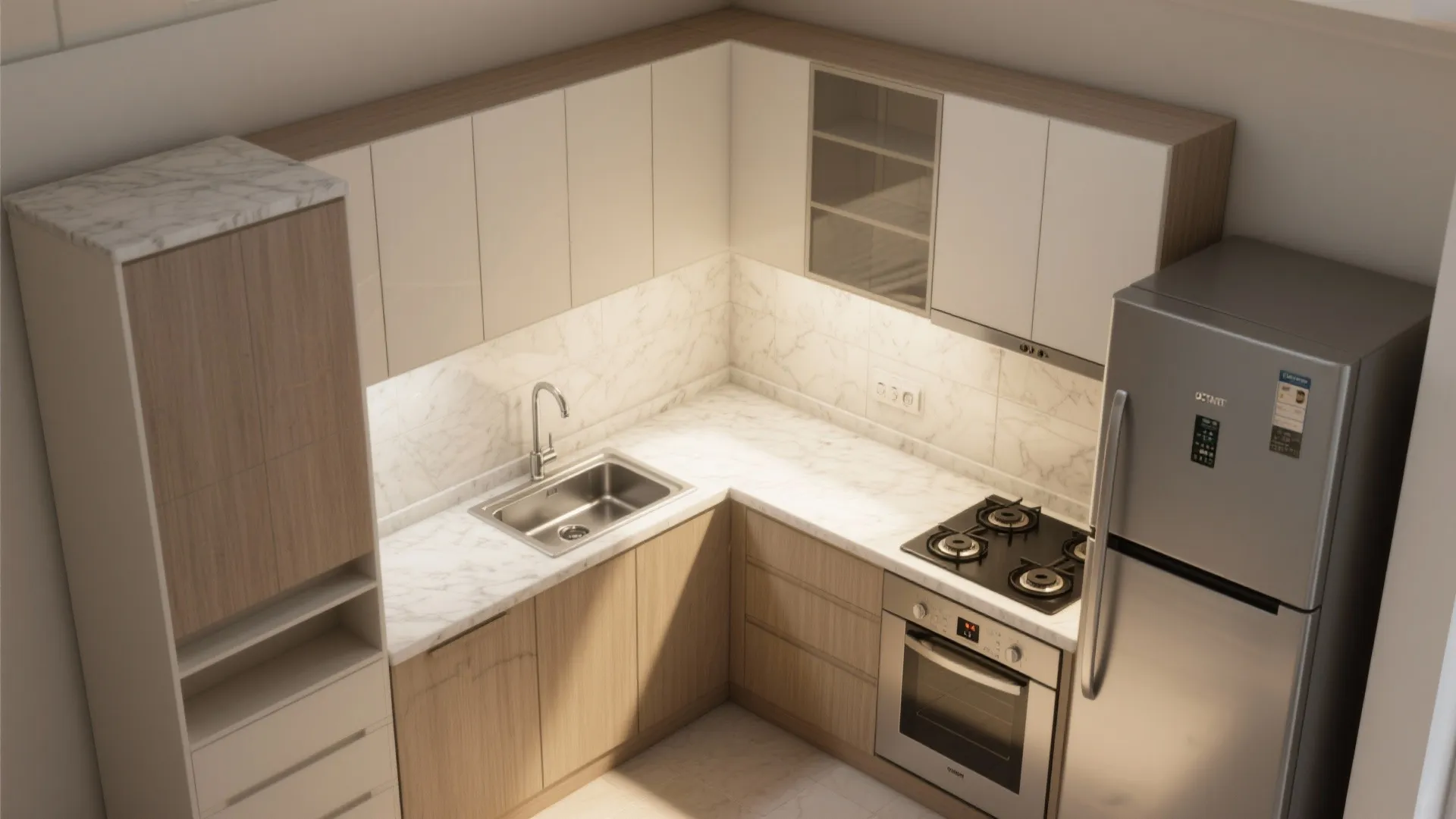 Smart L-Shaped Kitchen for Compact Footprints