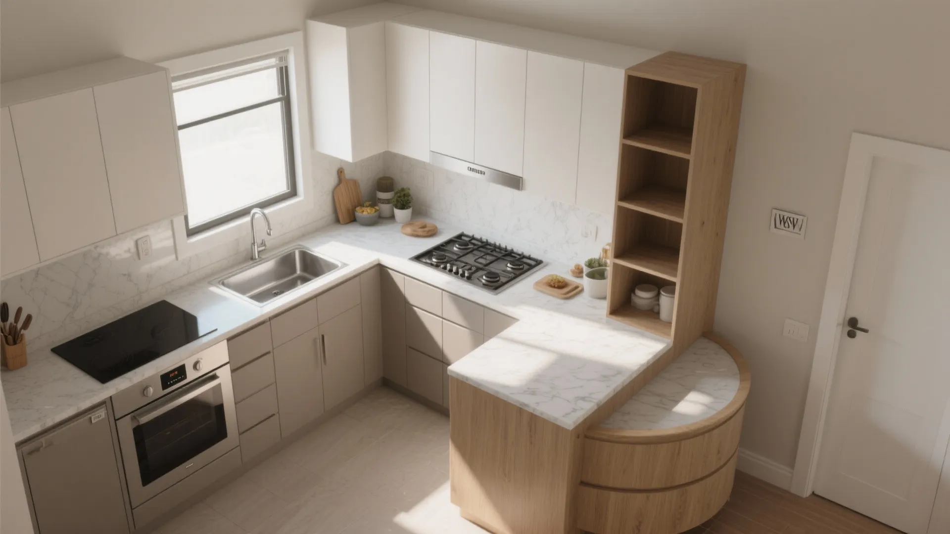 L-Shaped Kitchen with Smart Zones