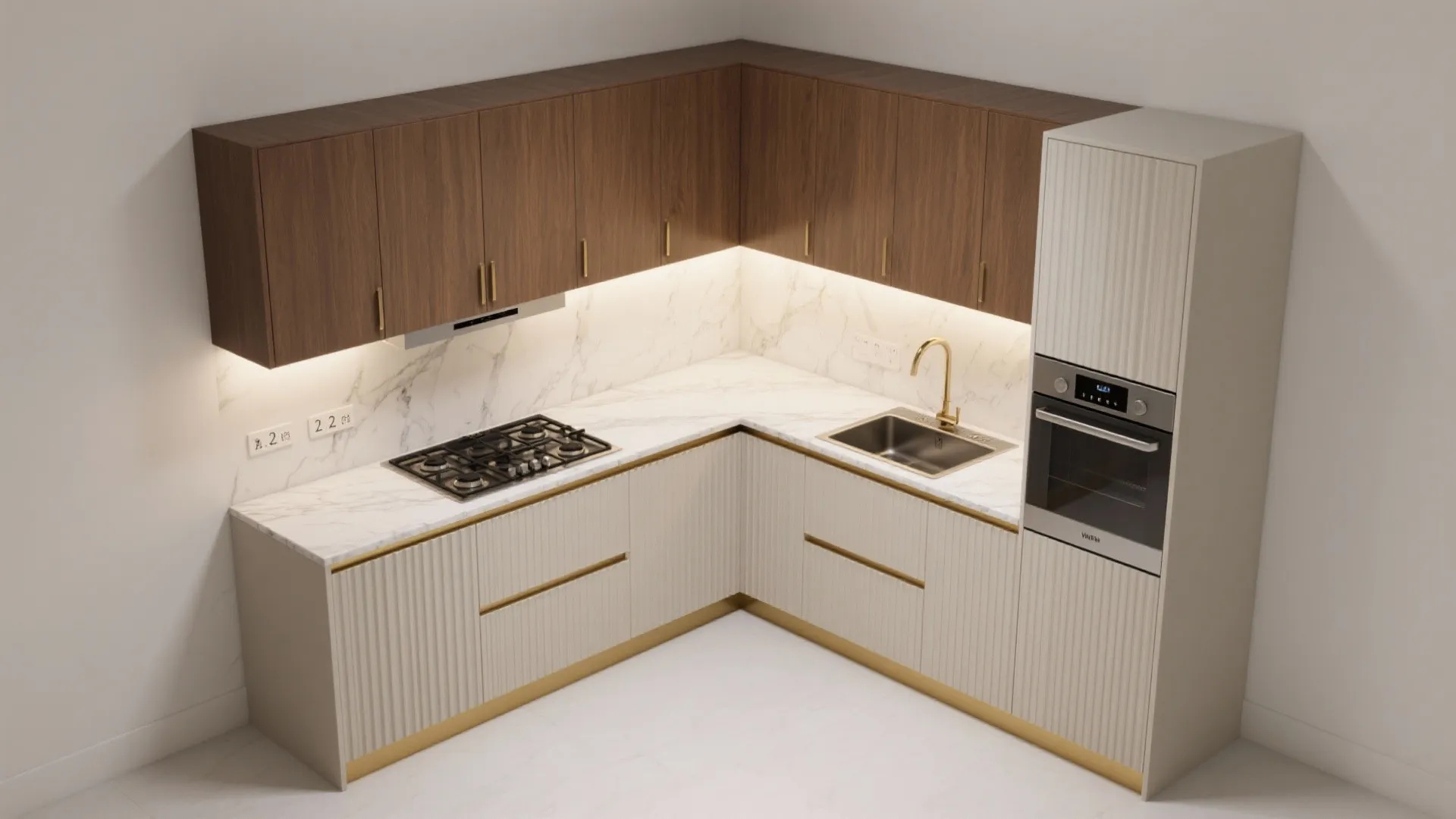 Compact L-Shaped Kitchen with Luxe Touches