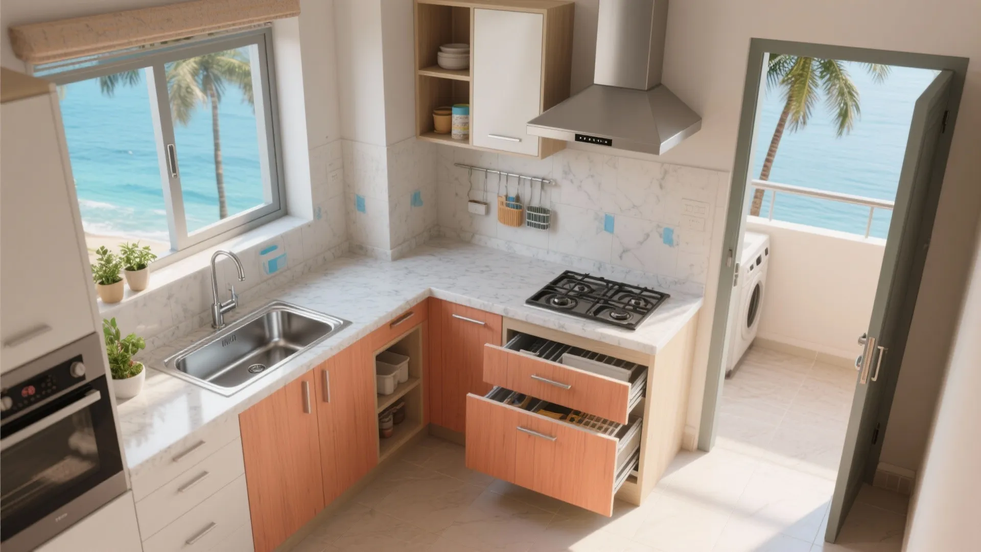 Cross-Ventilated, L-Shaped Kitchen That Works Hard
