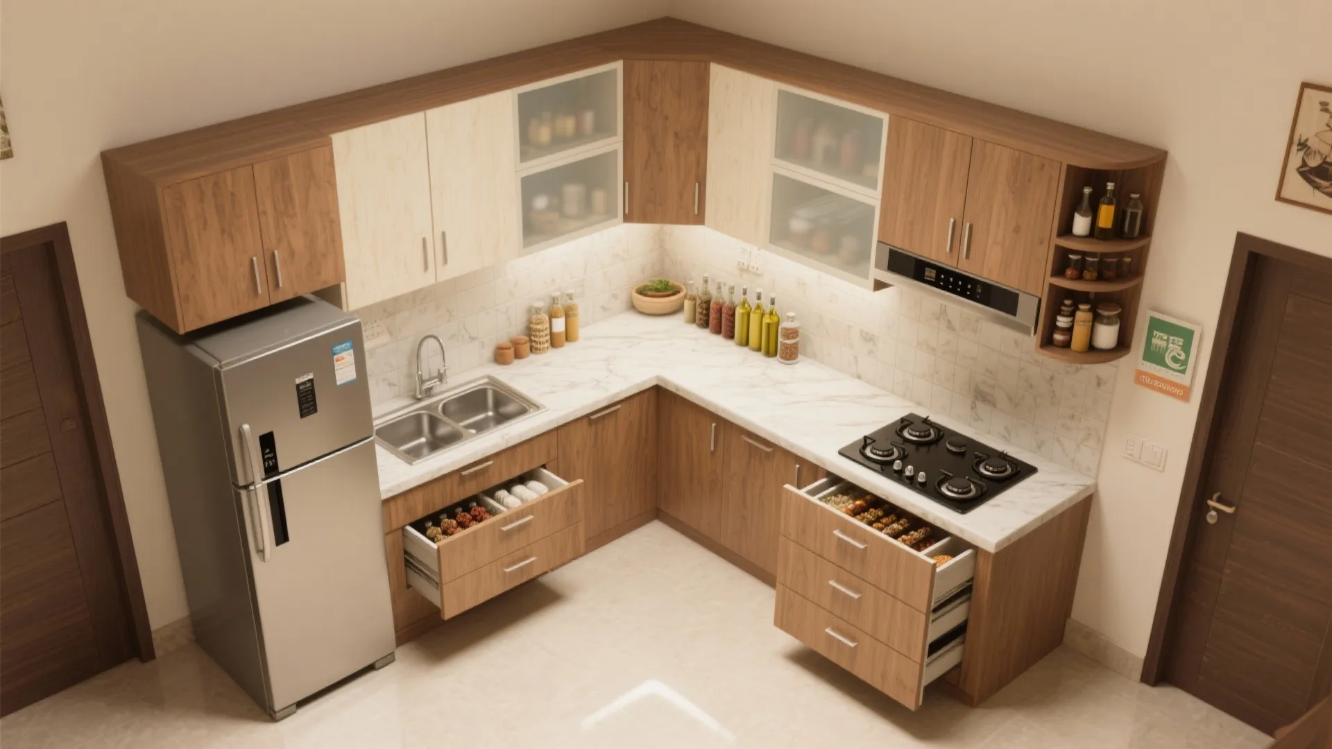 L-Shaped Kitchen That Works Hard
