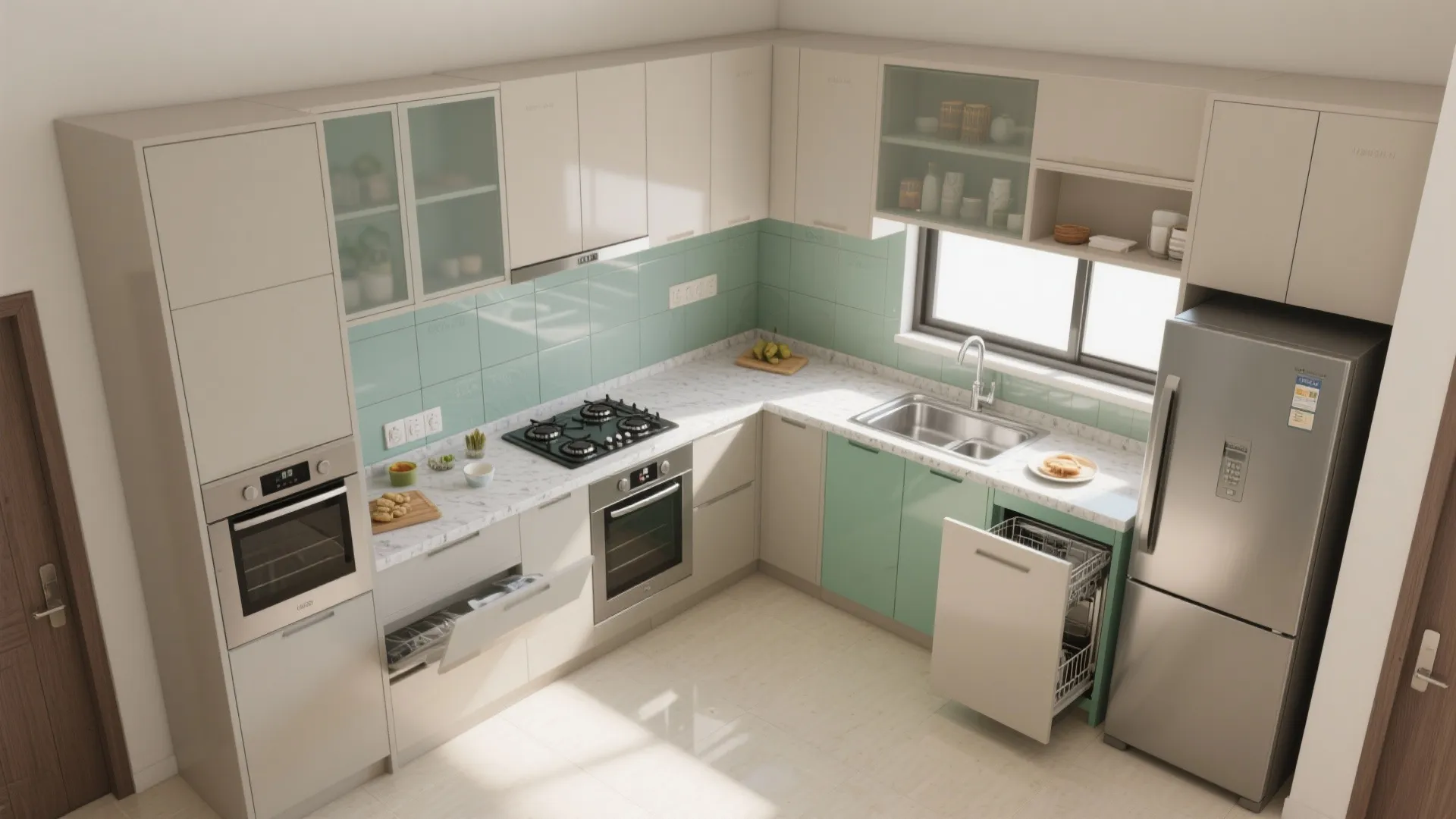 L-shaped Small Kitchen Layout