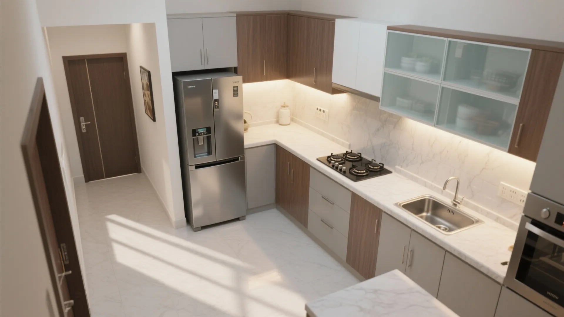 L-Shaped Small Kitchen Layout