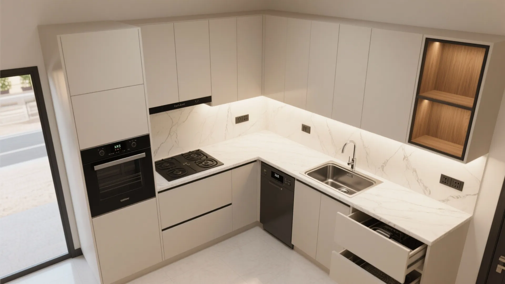 L‑Shaped Kitchen Efficiency in a 3 BHK
