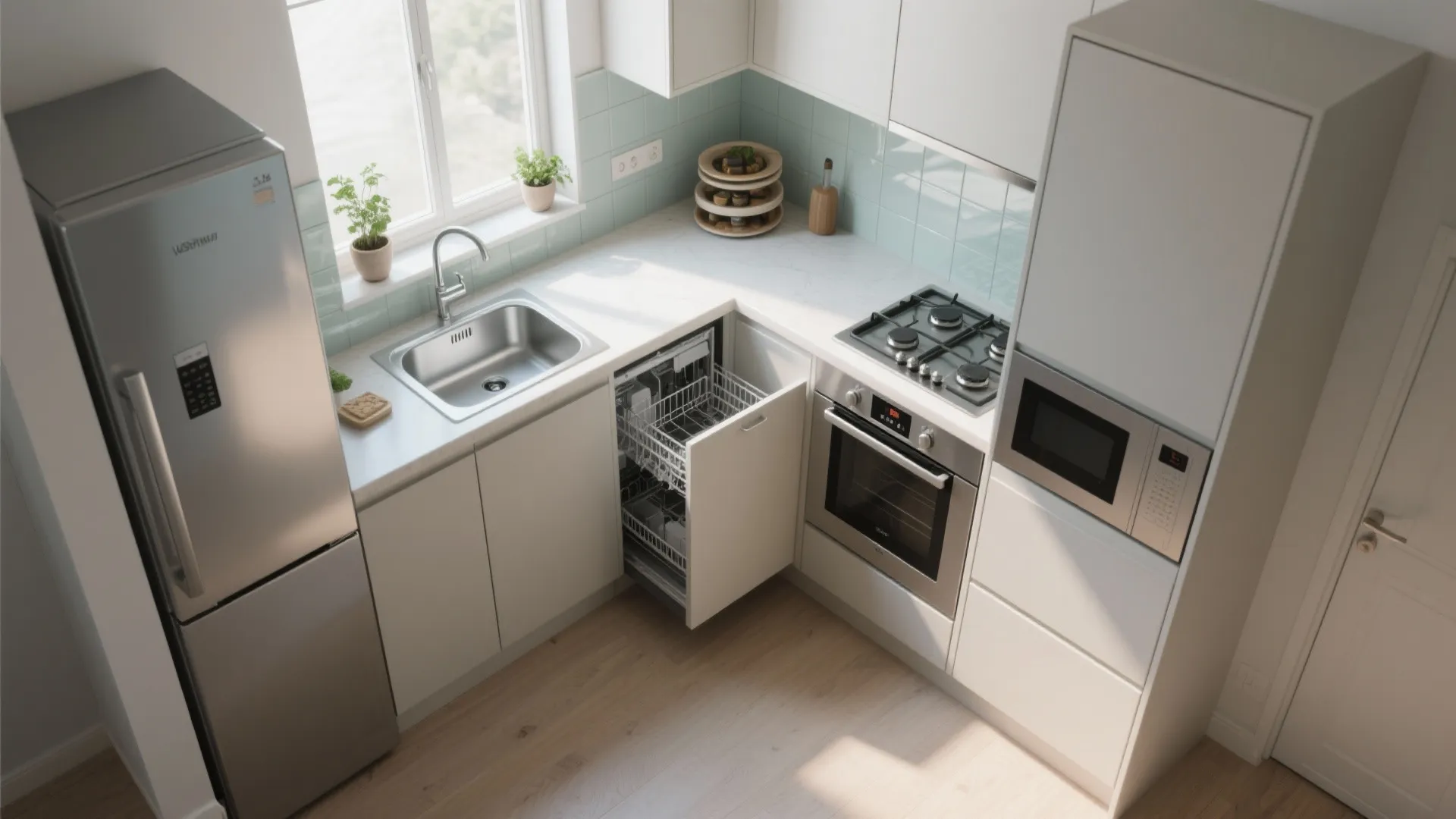 L-shaped kitchen efficiency