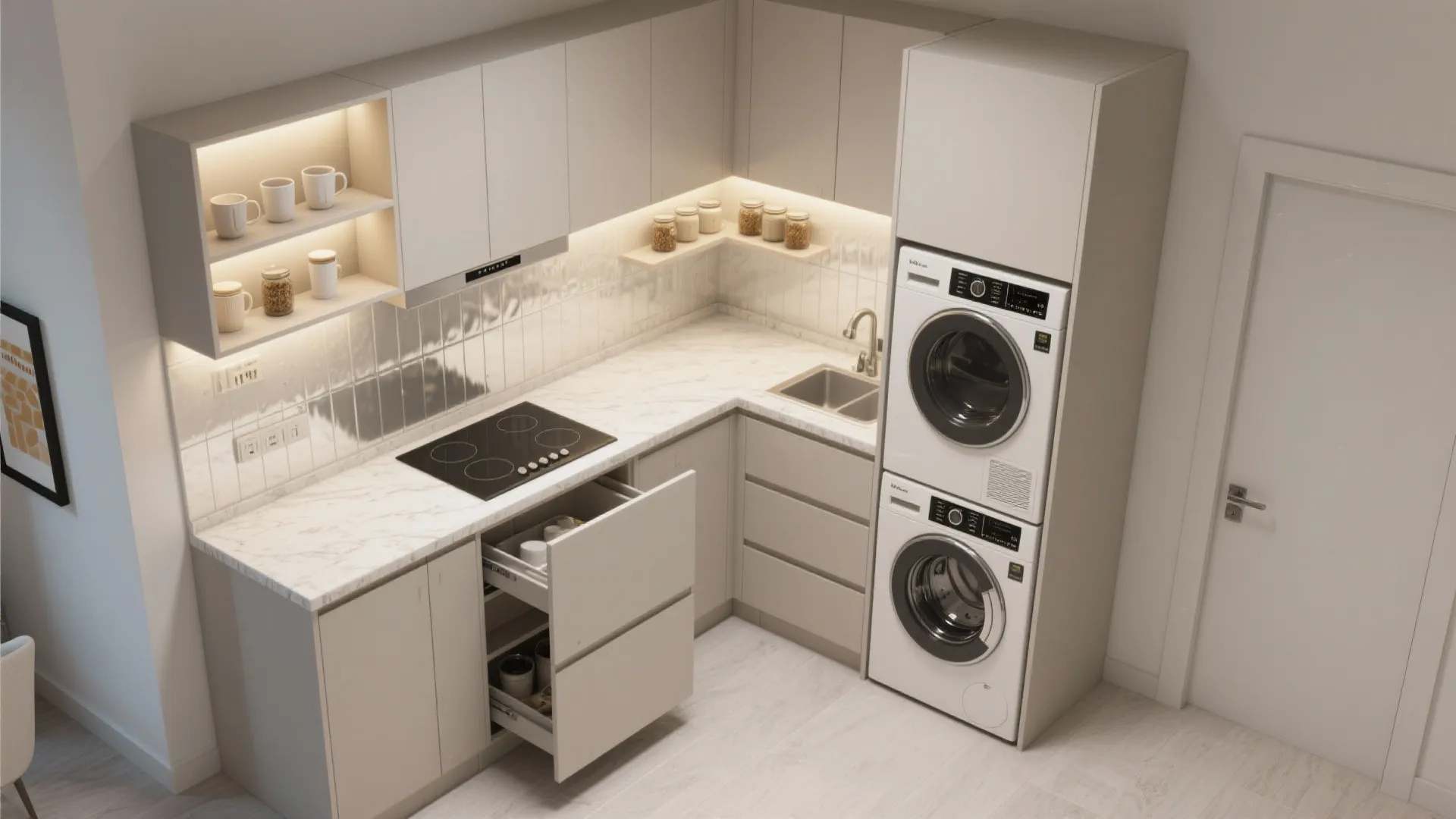 L-shaped modular kitchen that respects every inch