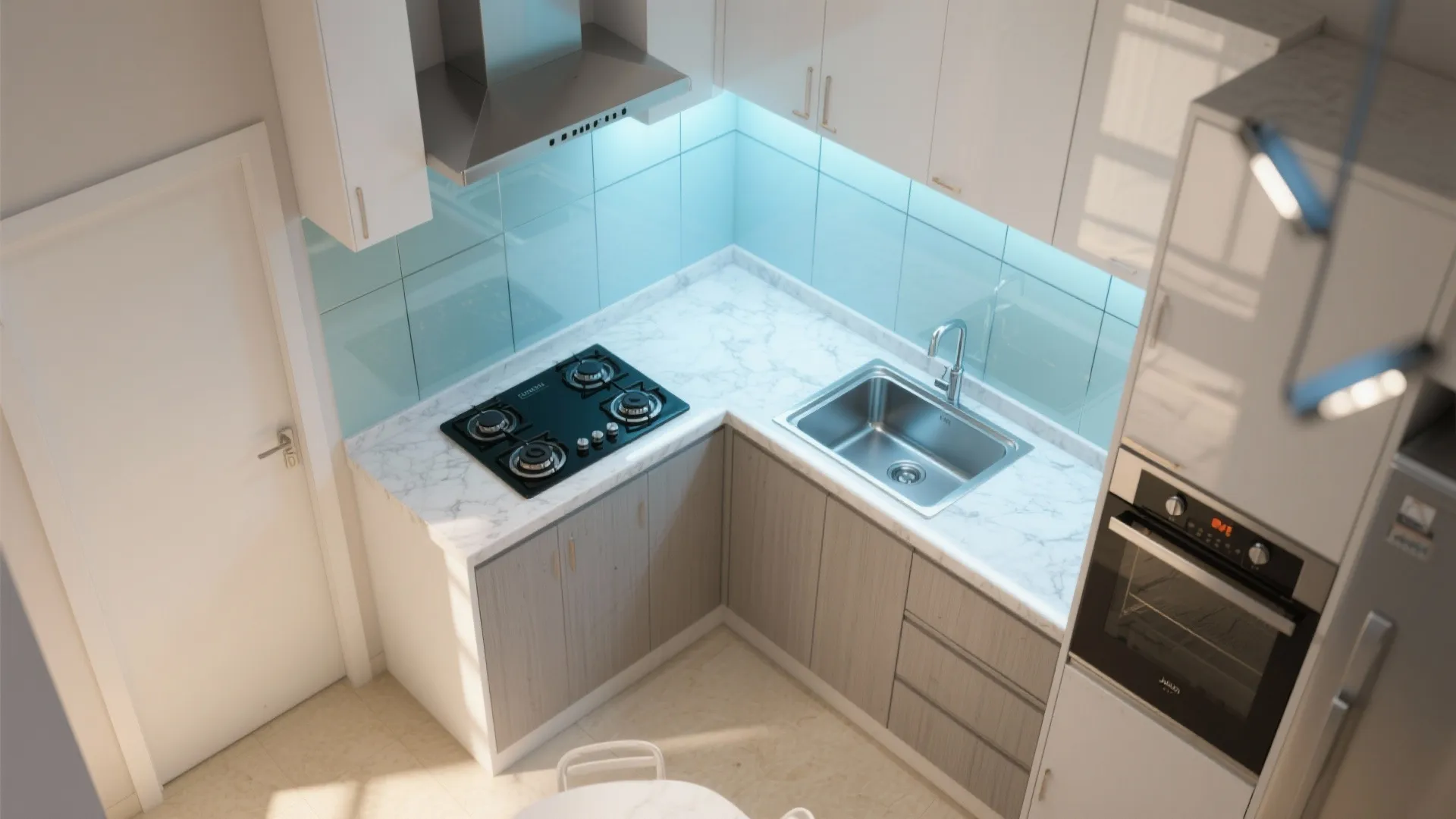 Smarter Small Kitchen: Parallel or L-Shaped with Glass