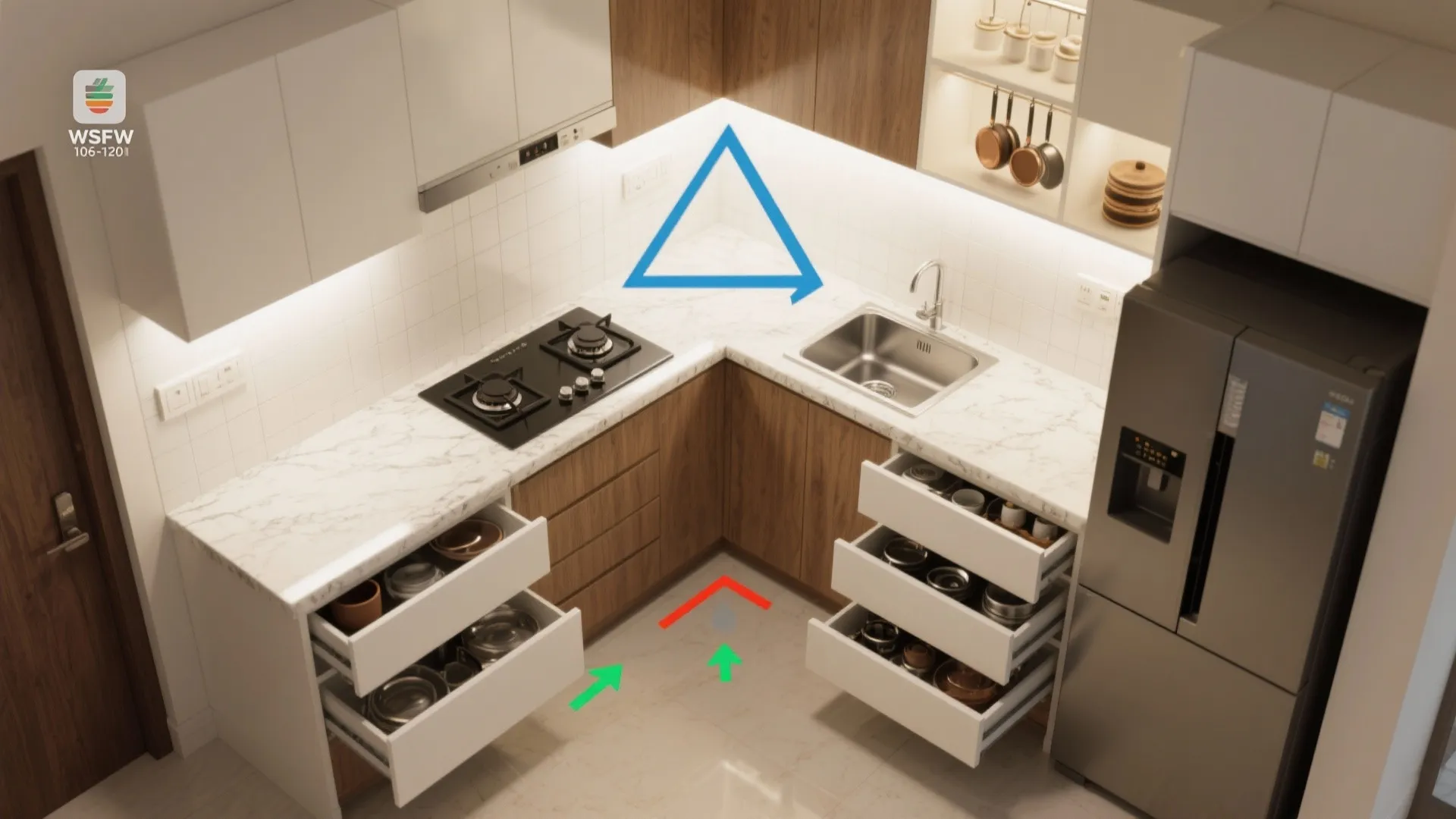[Section: Inspiration 2] Modular Kitchen Efficiency (L-Shaped Wins)
