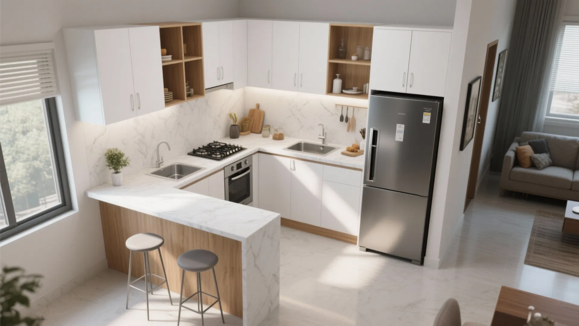 An L-Shaped Kitchen That Frees Counter Space