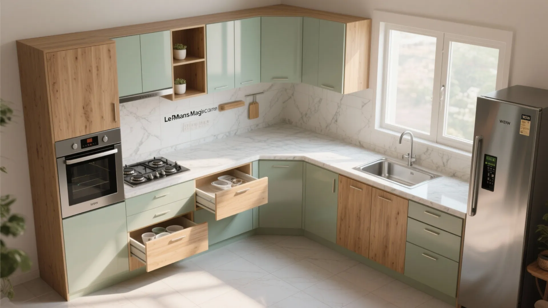 L-shaped modular kitchen for a 2 BHK