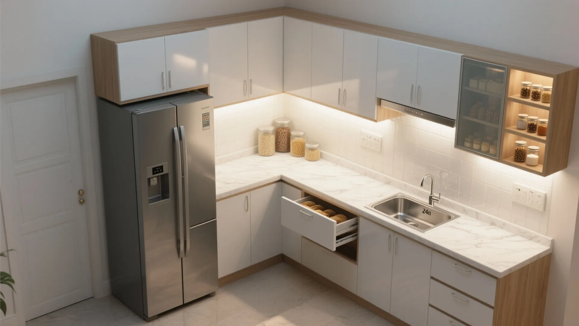 Compact Modular Kitchen with L-Shape Efficiency