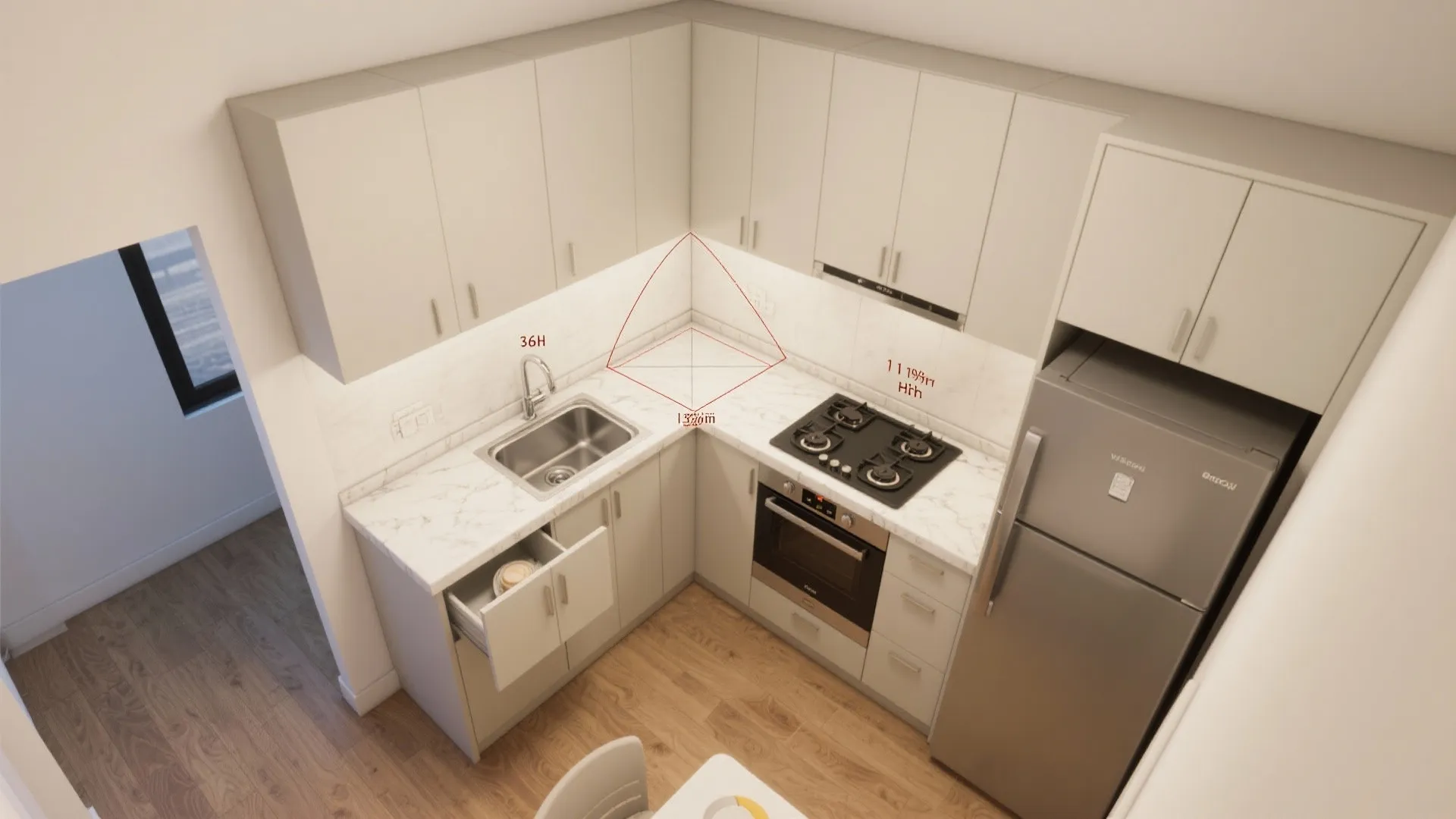 L-shaped kitchen to unlock more counter space