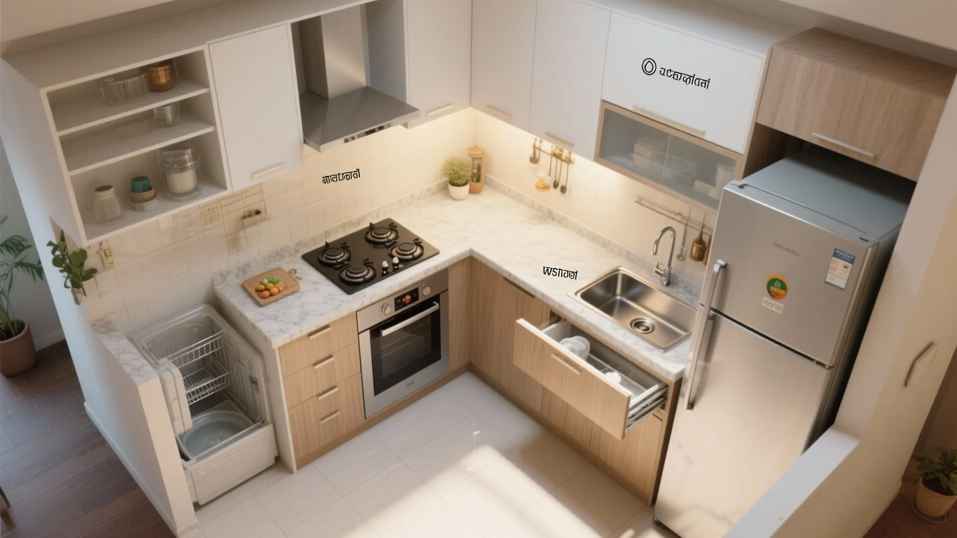 3) L-Shaped Kitchen + Parallel Utility: Flow That Frees Counter Space