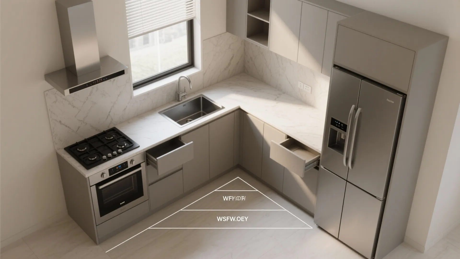 Ventilated L-Shaped Kitchen Layout