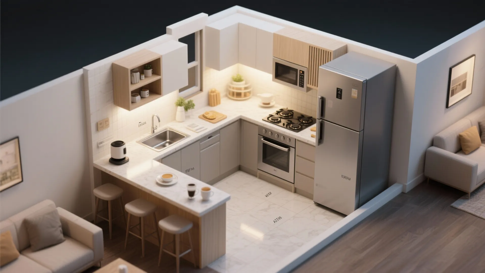 L-shaped layouts release more counter space