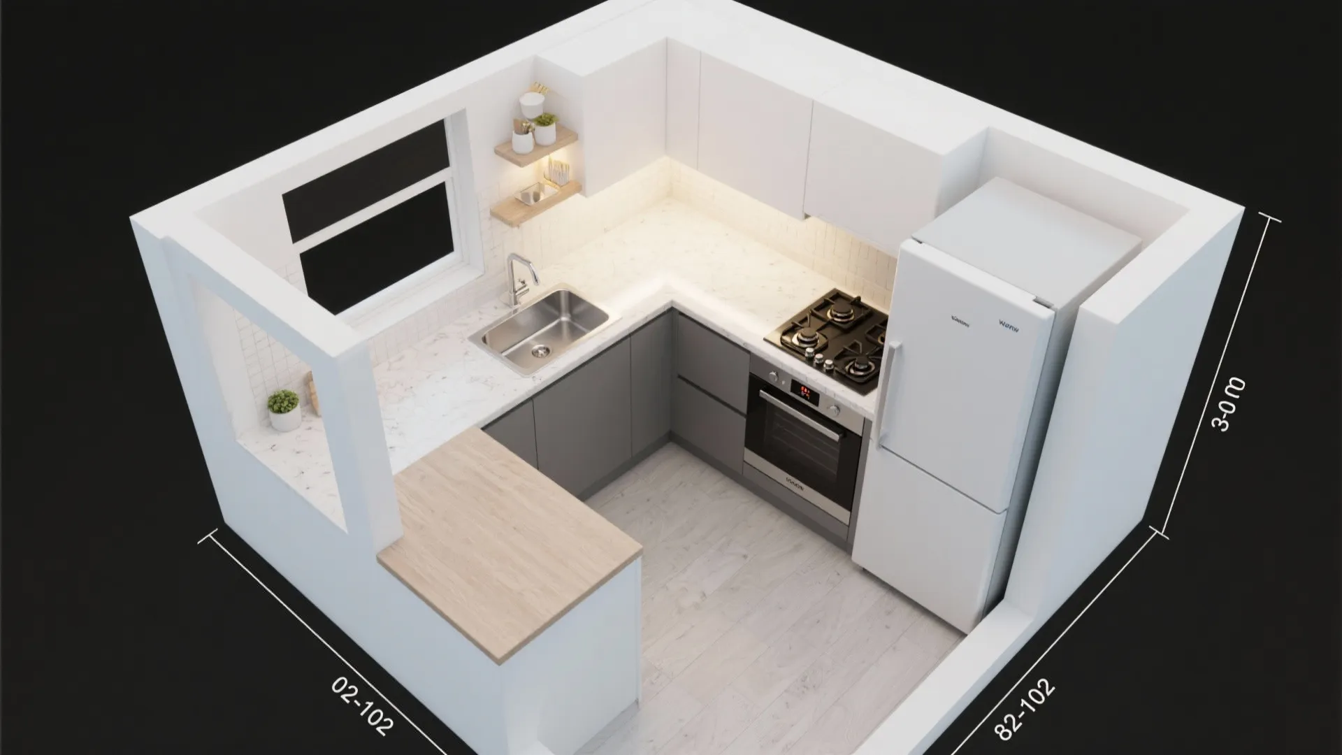 L-Shaped Layout That Frees Counter Space