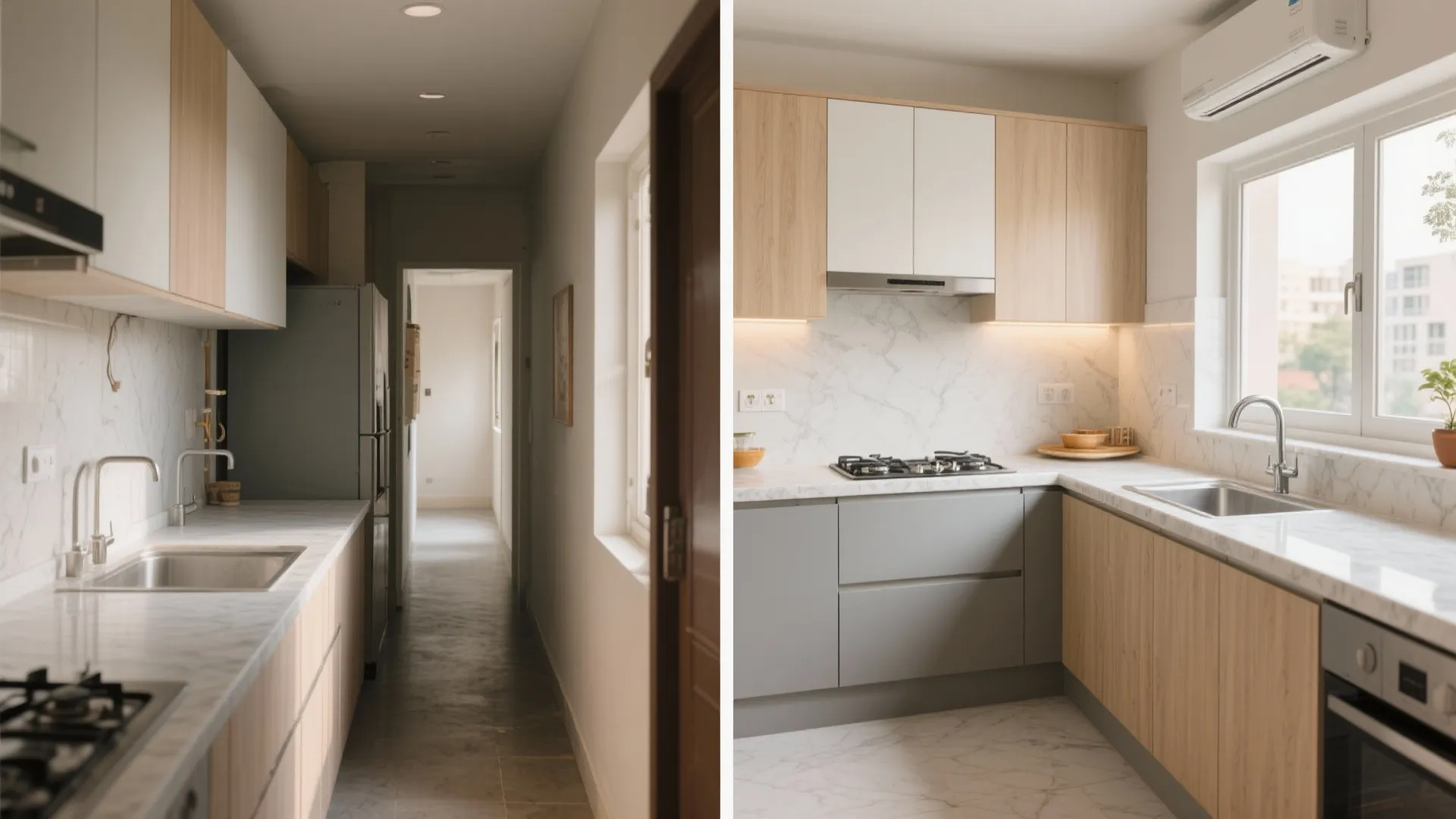 Modular kitchen upgrade: gallery to L-shaped with a breakfast ledge