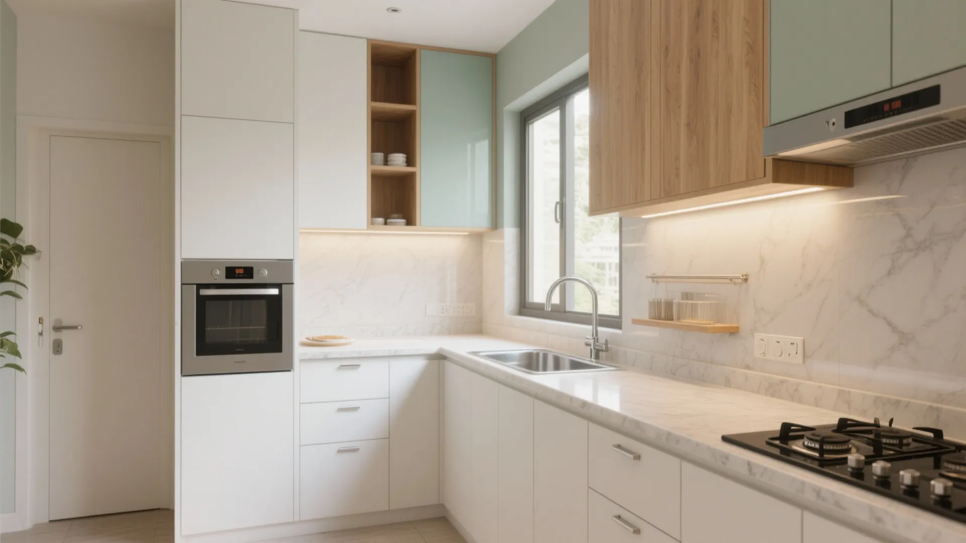 L-shaped Kitchen with Smart Vertical Storage