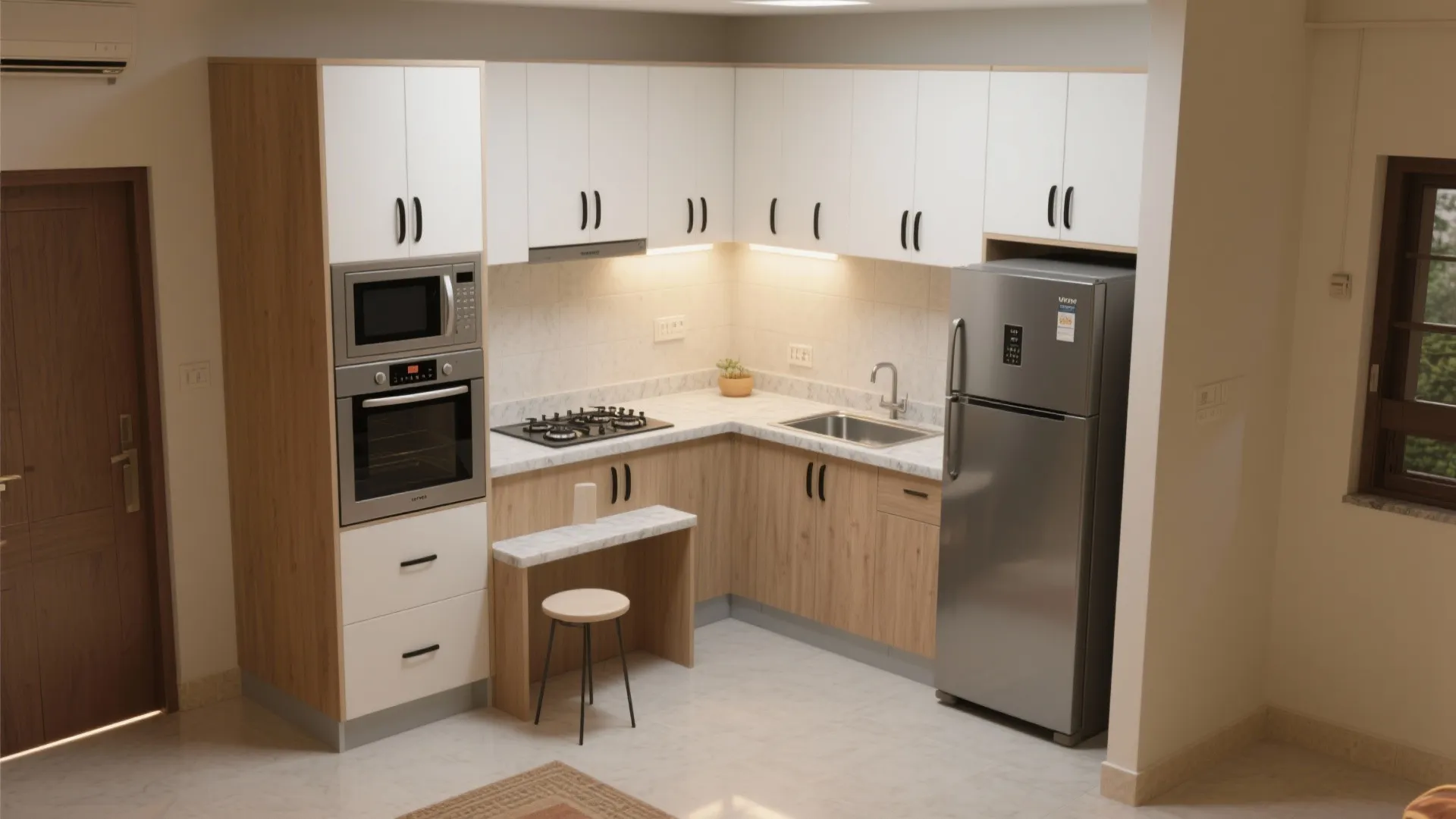 L-shaped small kitchen layout for everyday ease